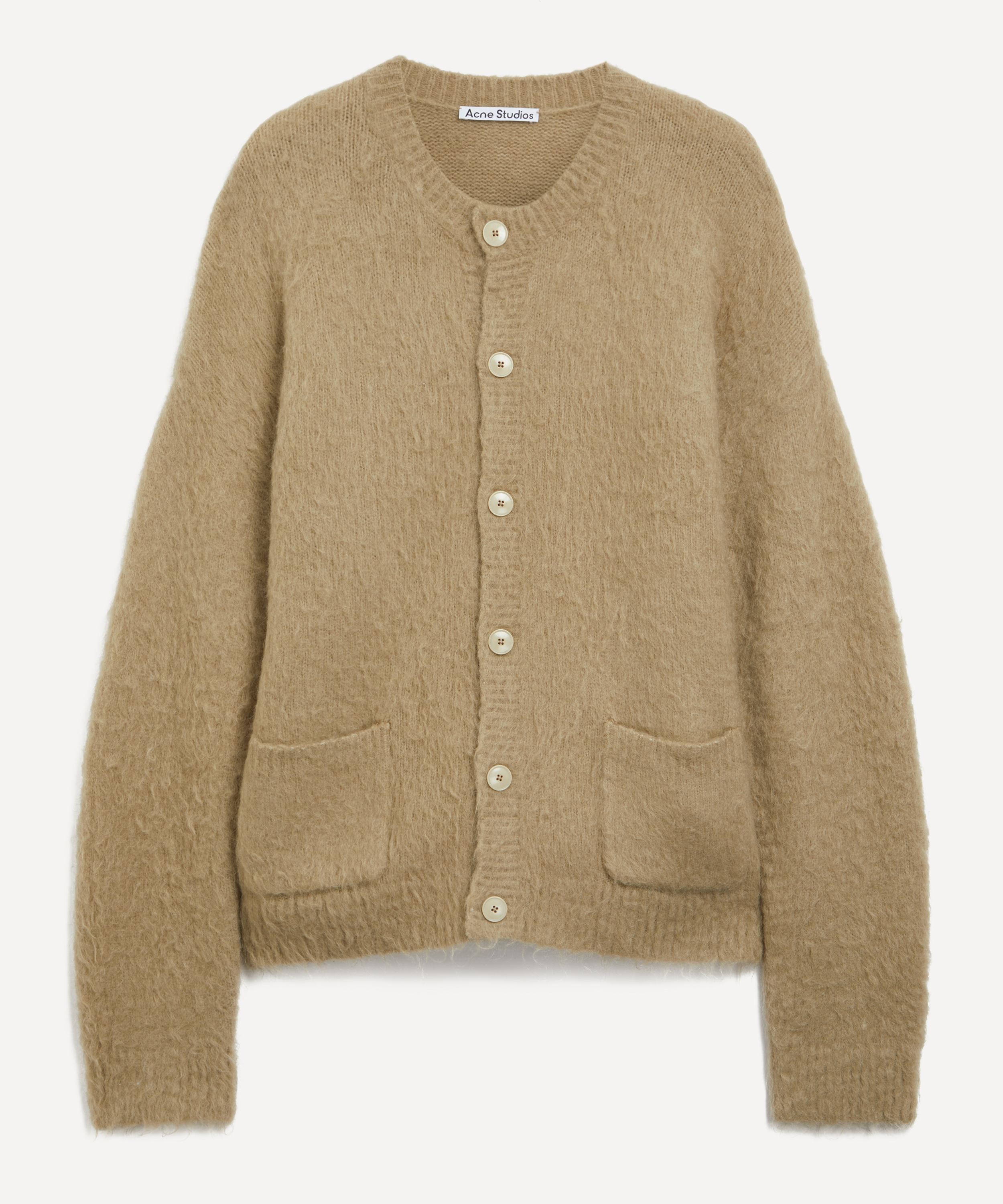 Acne Studios Mens Brushed Wool-Mohair Cardigan Dark Beige