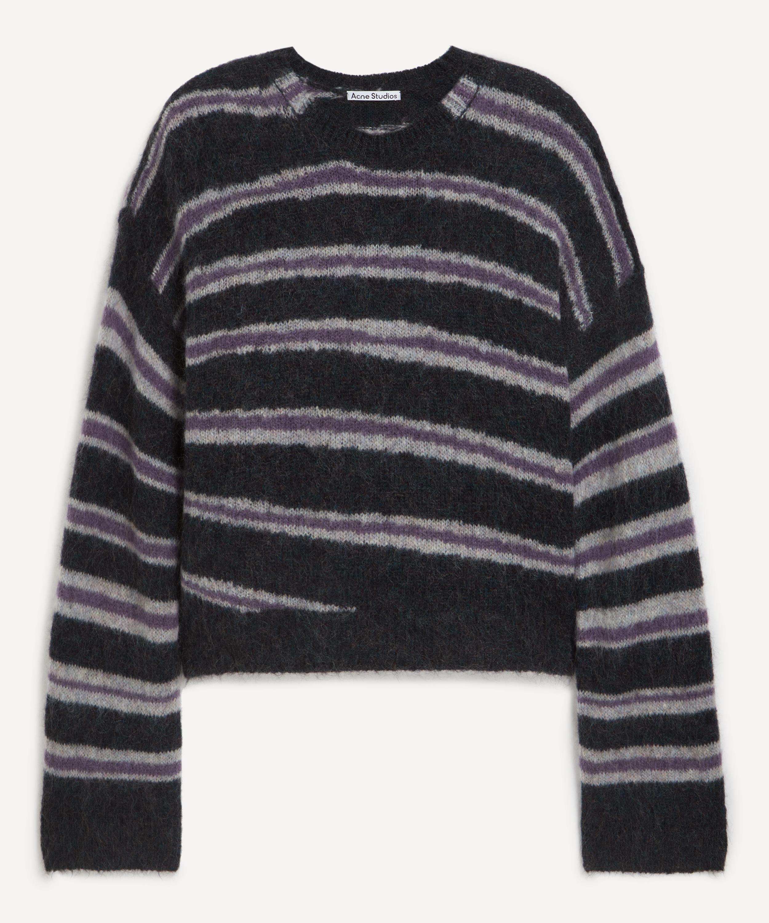 Acne Studios Men Striped Mohair-blend Sweater In Gray