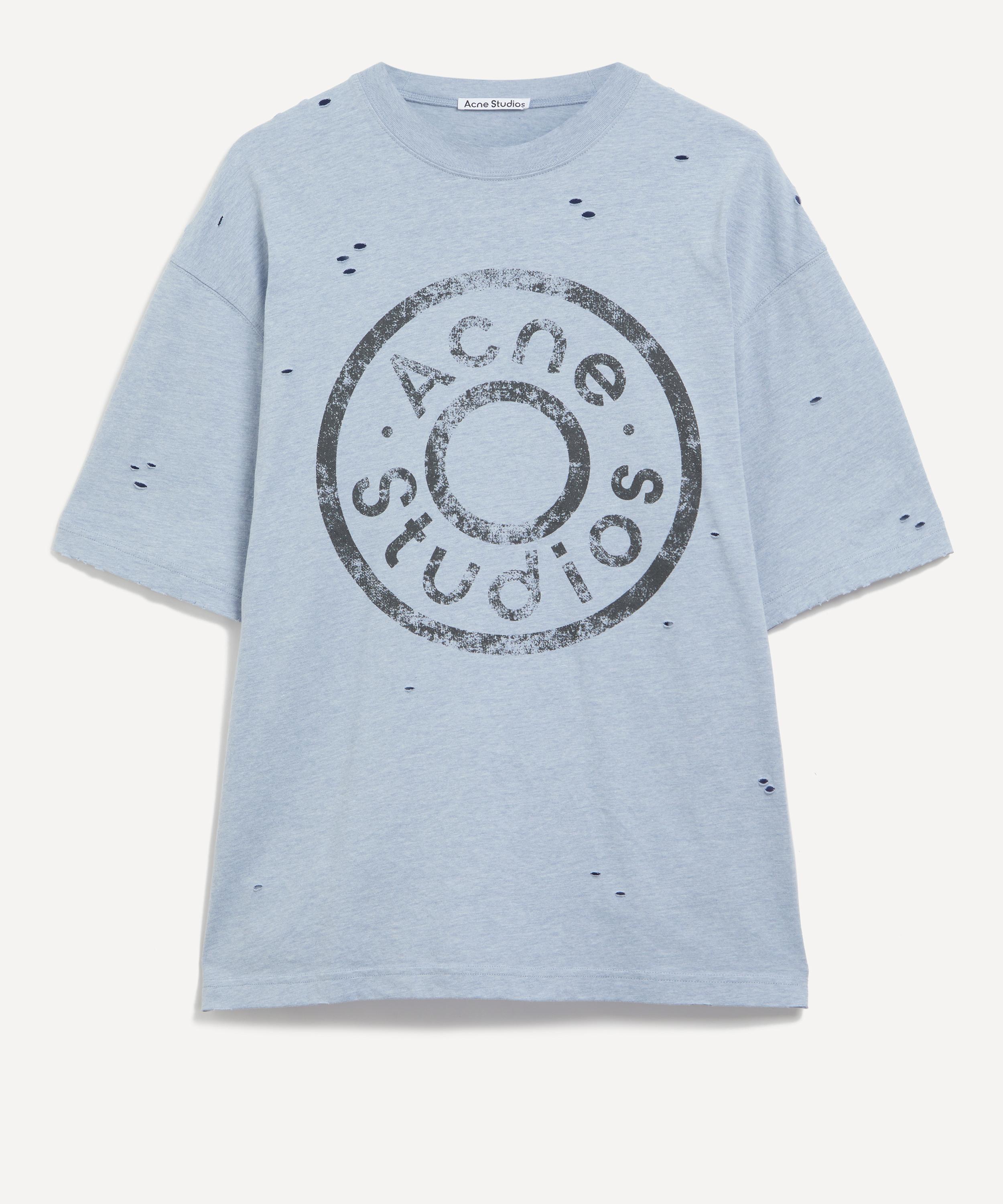 Acne Studios Mens Blue Melange Button Logo