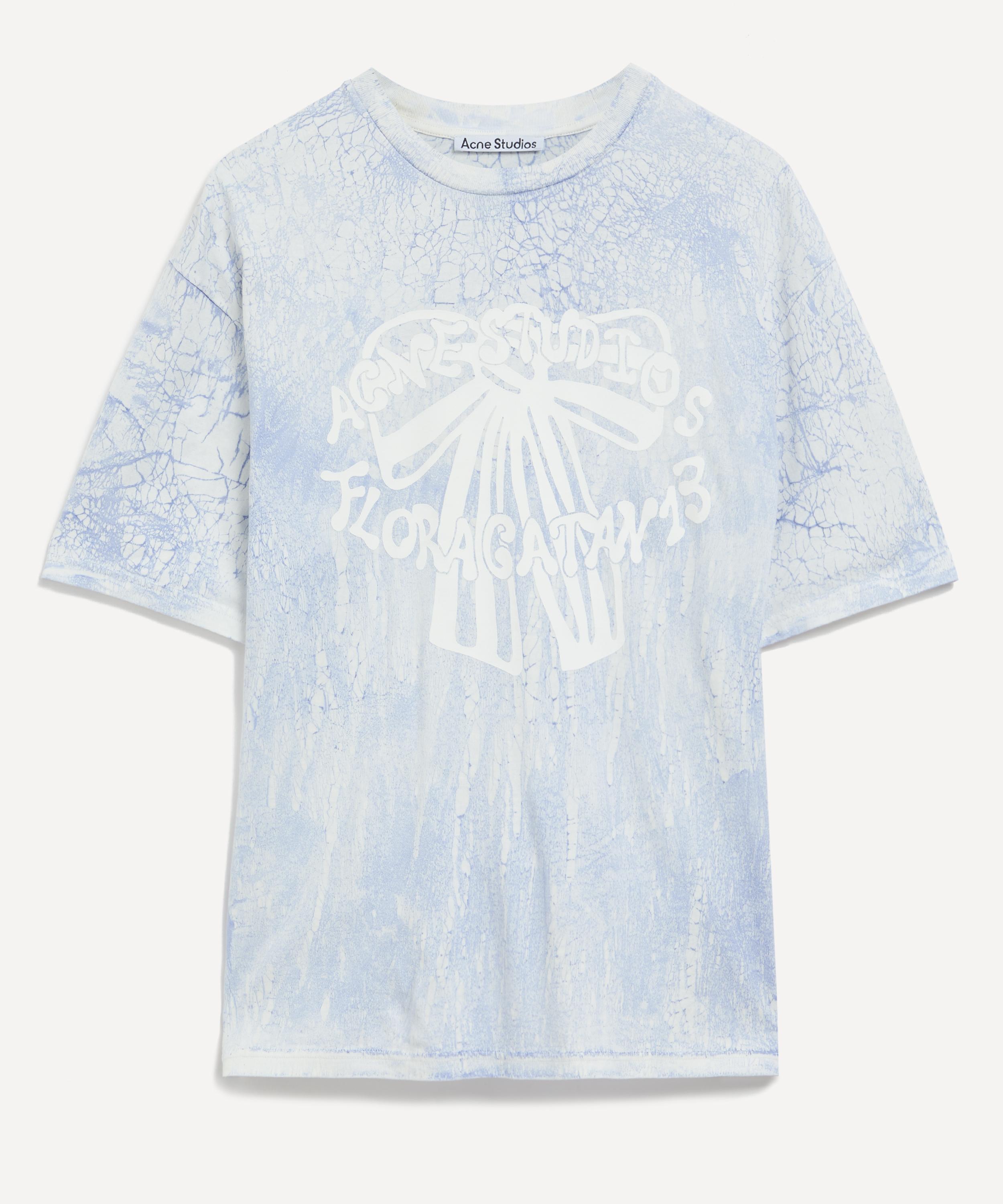 Acne Studios Mens Plaster Print Crew Neck T-Shirt Blue