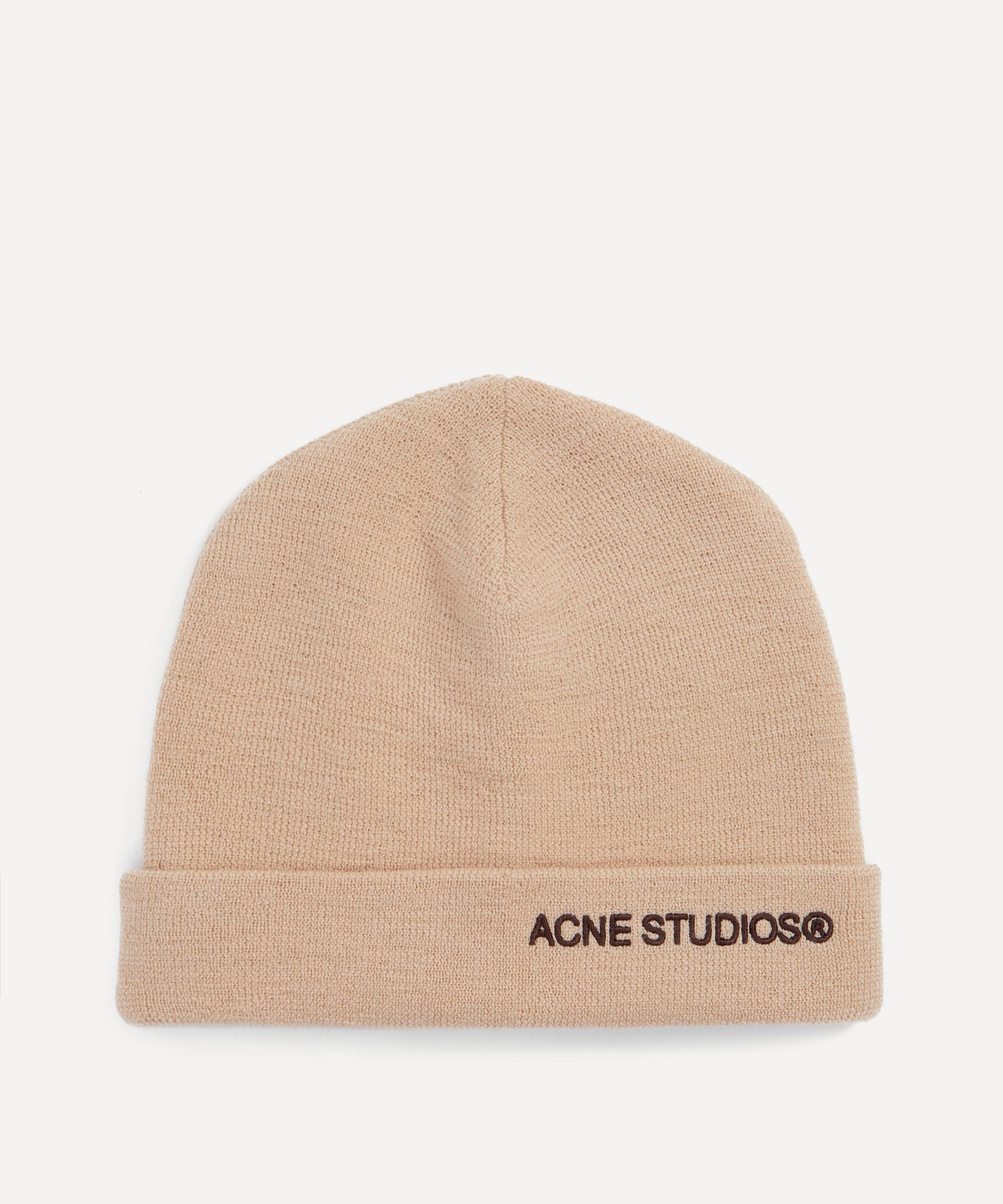 Acne Studios Mens Logo Beanie Med beige