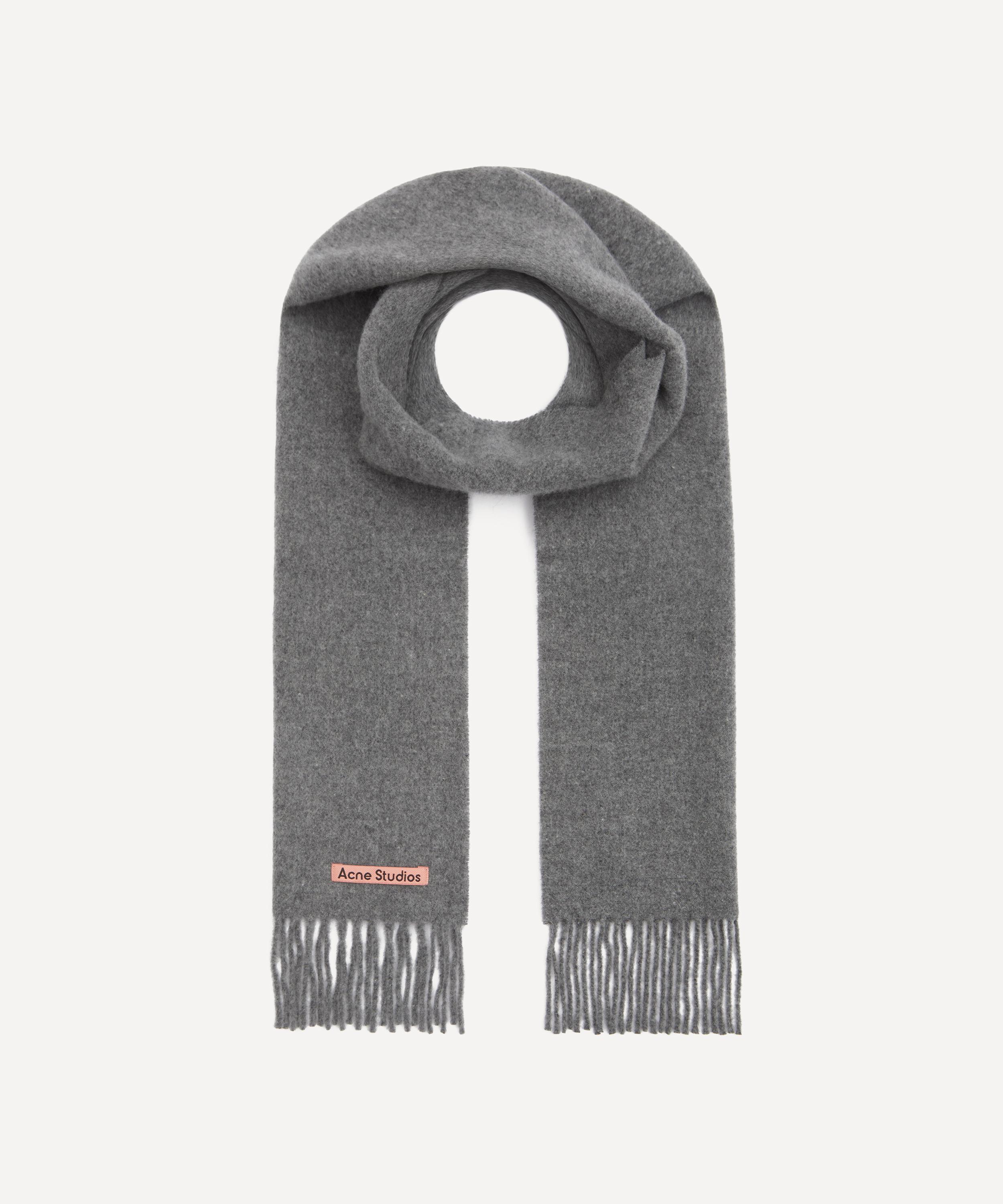 Shop Acne Studios Mens Skinny Fringe Wool Scarf