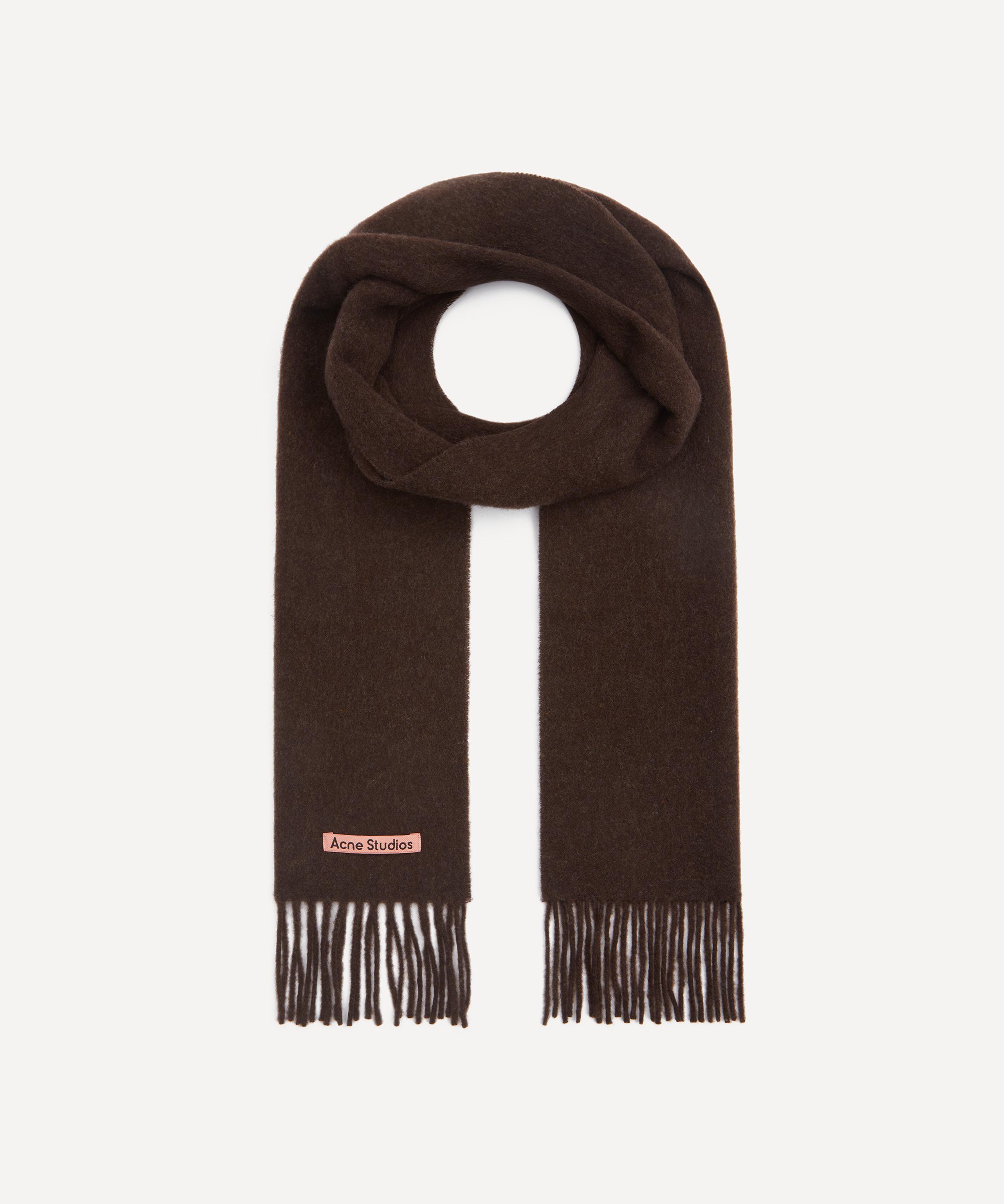 Shop Acne Studios Mens Skinny Fringe Wool Scarf