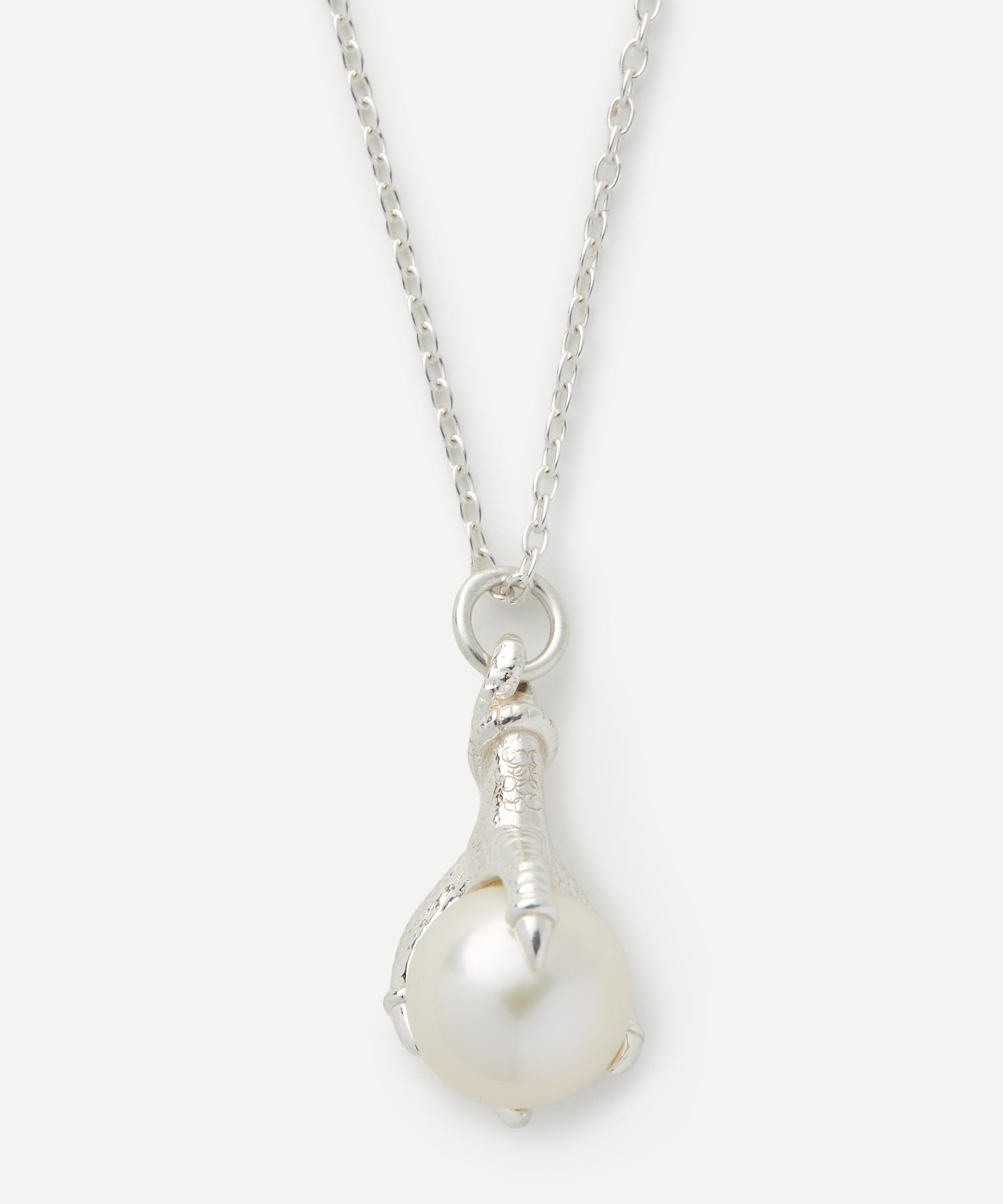 Shop Maria Nilsdotter Sterling Silver Big Claw Pearl Pendant Necklace