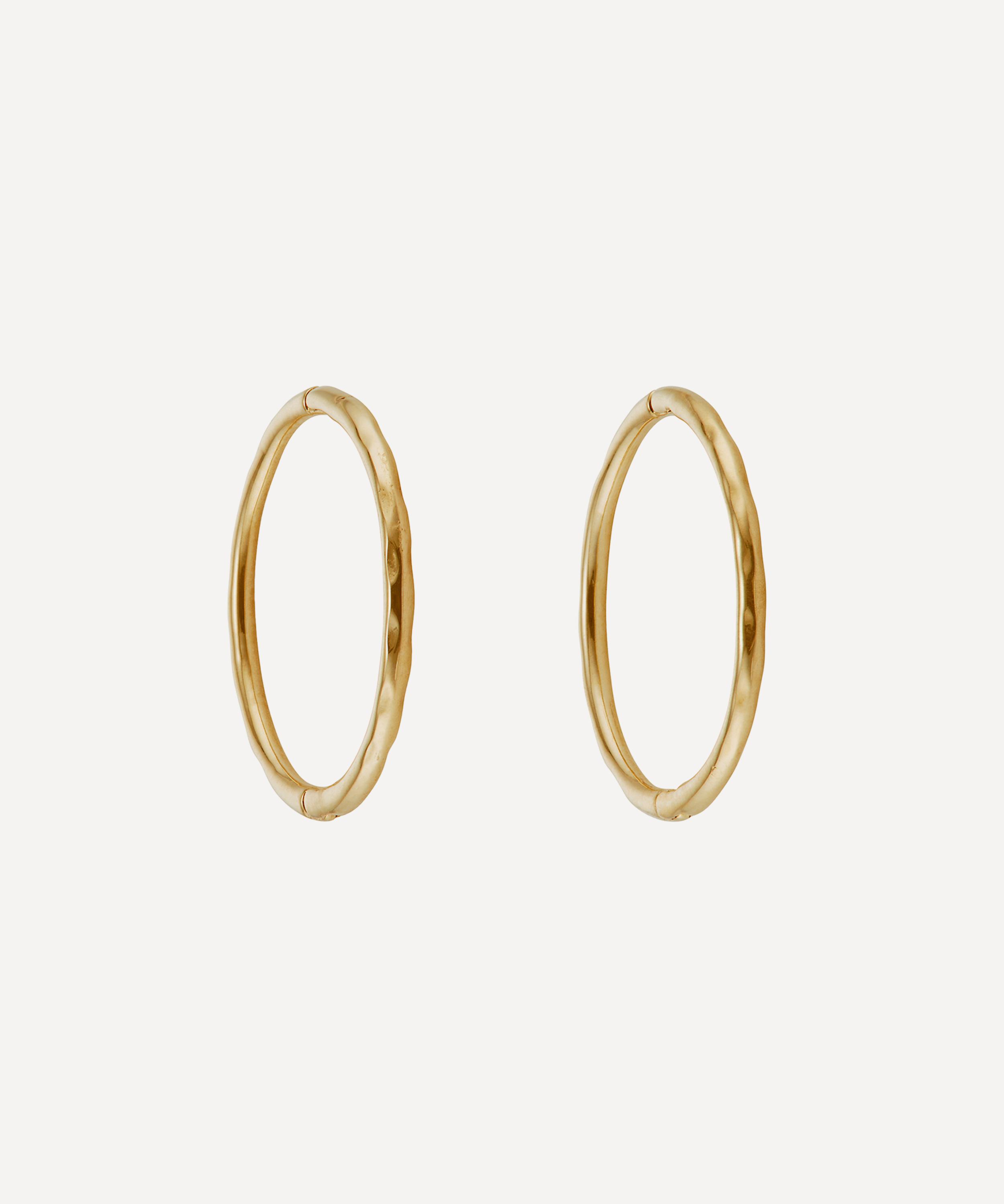 Ellis Mhairi Cameron 14ct Gold Li 12mm Hammered Clicker Hoop Earrings