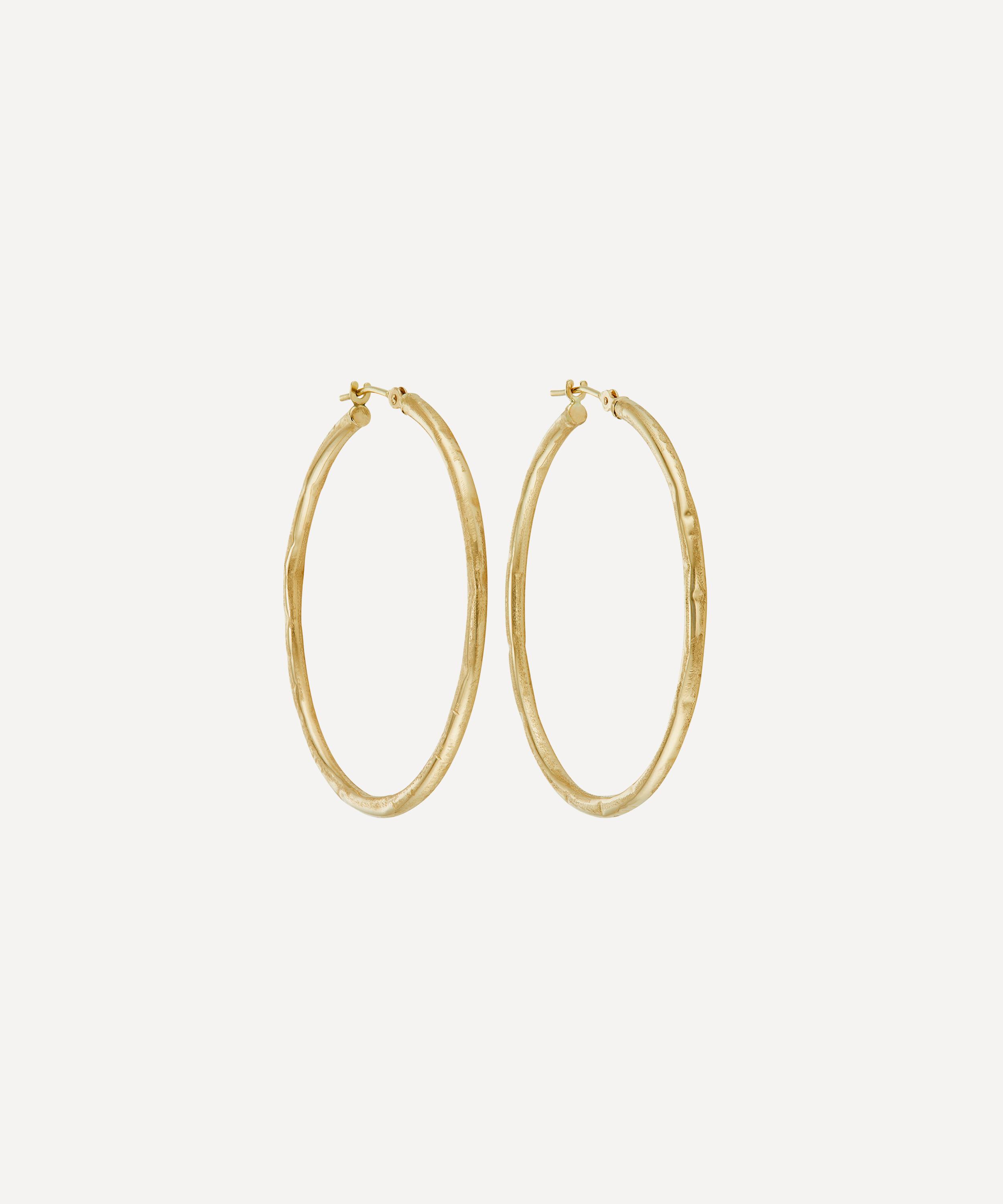 Ellis Mhairi Cameron 14ct Gold Li 40mm Wide Crush Hoop Earrings