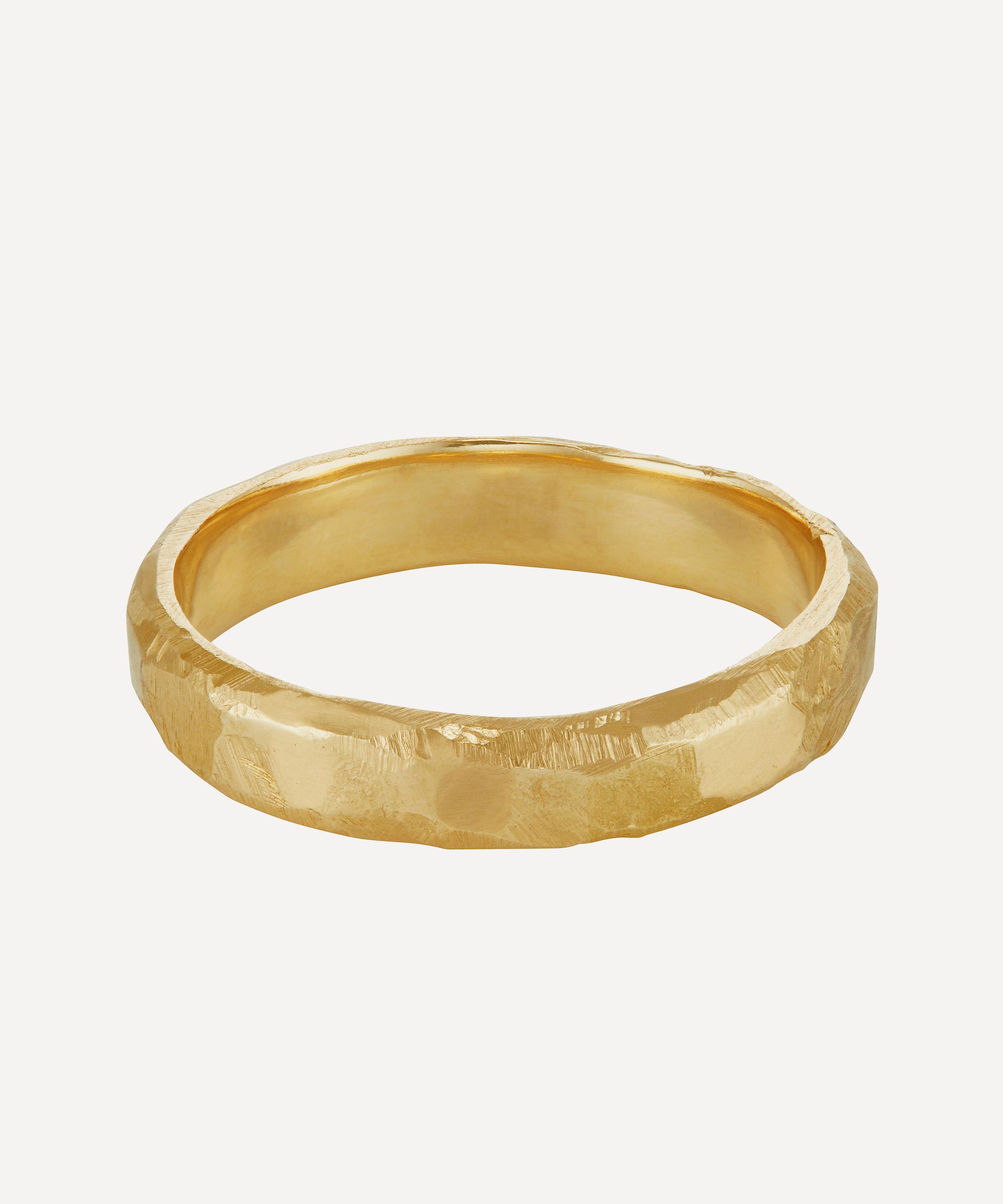 Ellis Mhairi Cameron 14ct Gold 4mm Hammered Wedding Band Ring