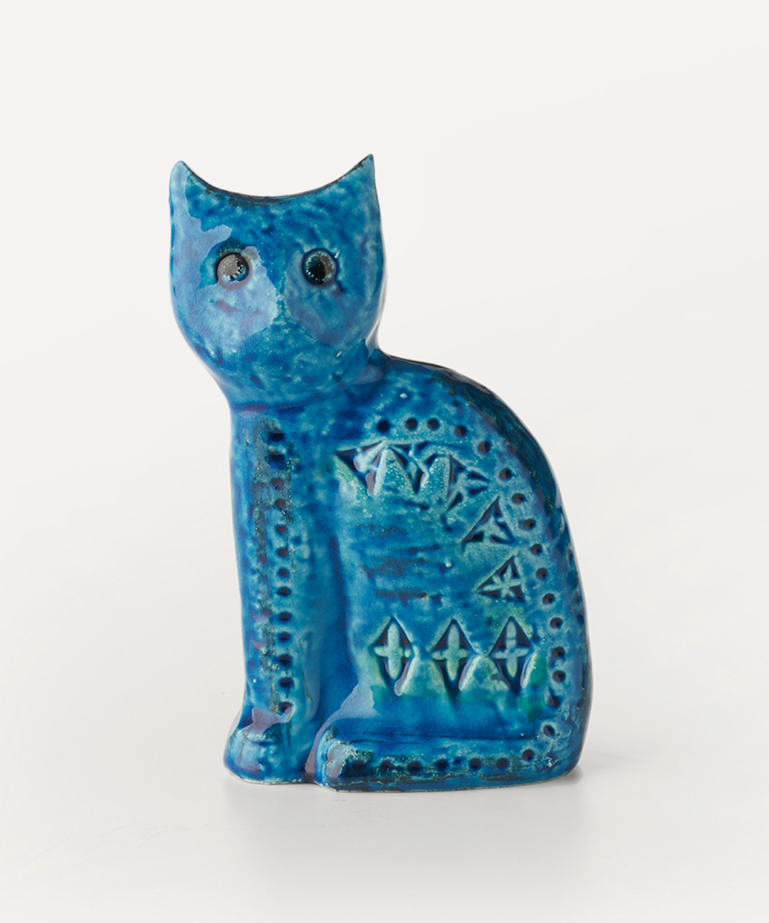 Bitossi Rimini Blu Ceramic Sitting Cat Figure