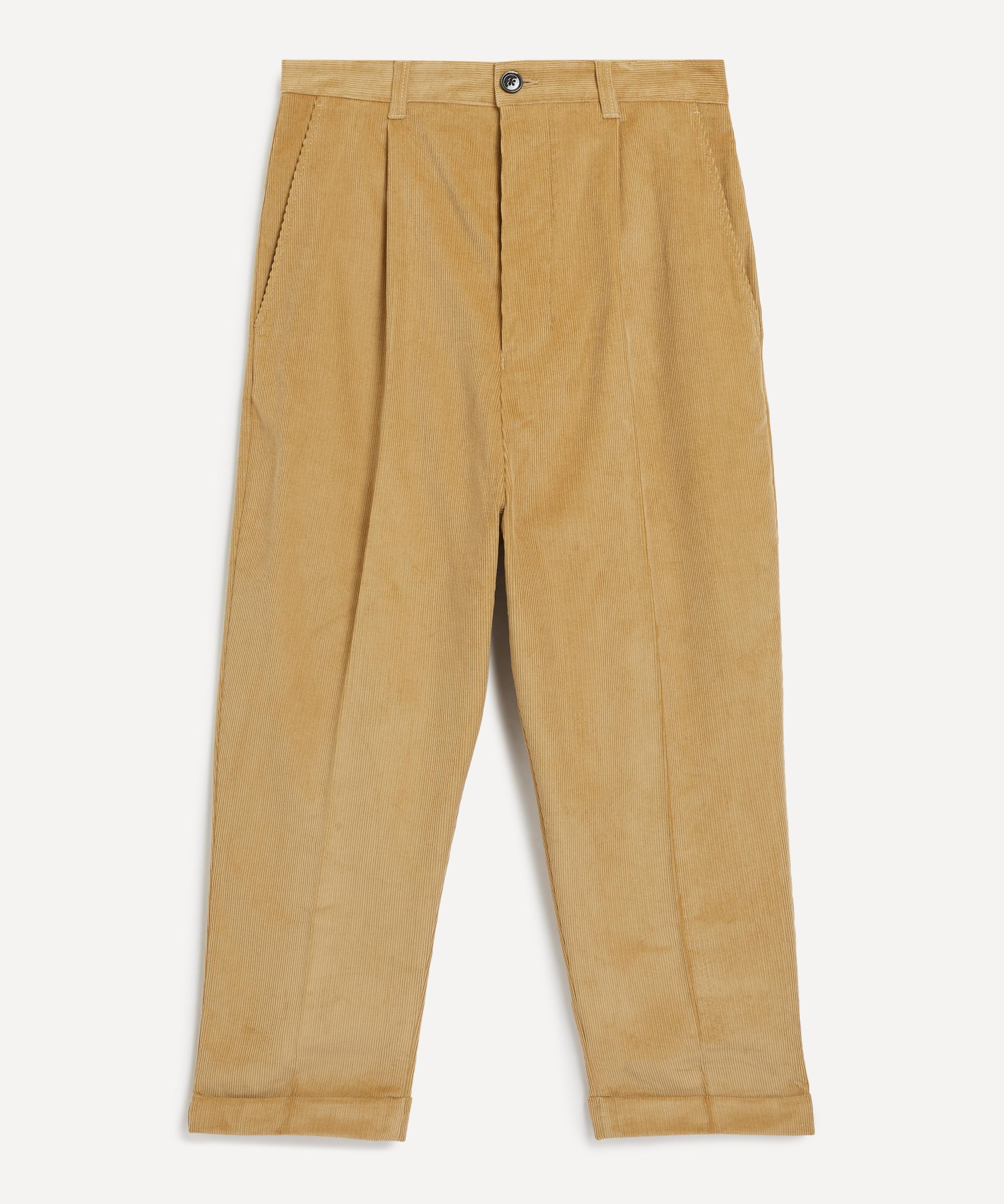 Ami Mens Sand Cotton Corduroy Carrot Oversized Trousers XL