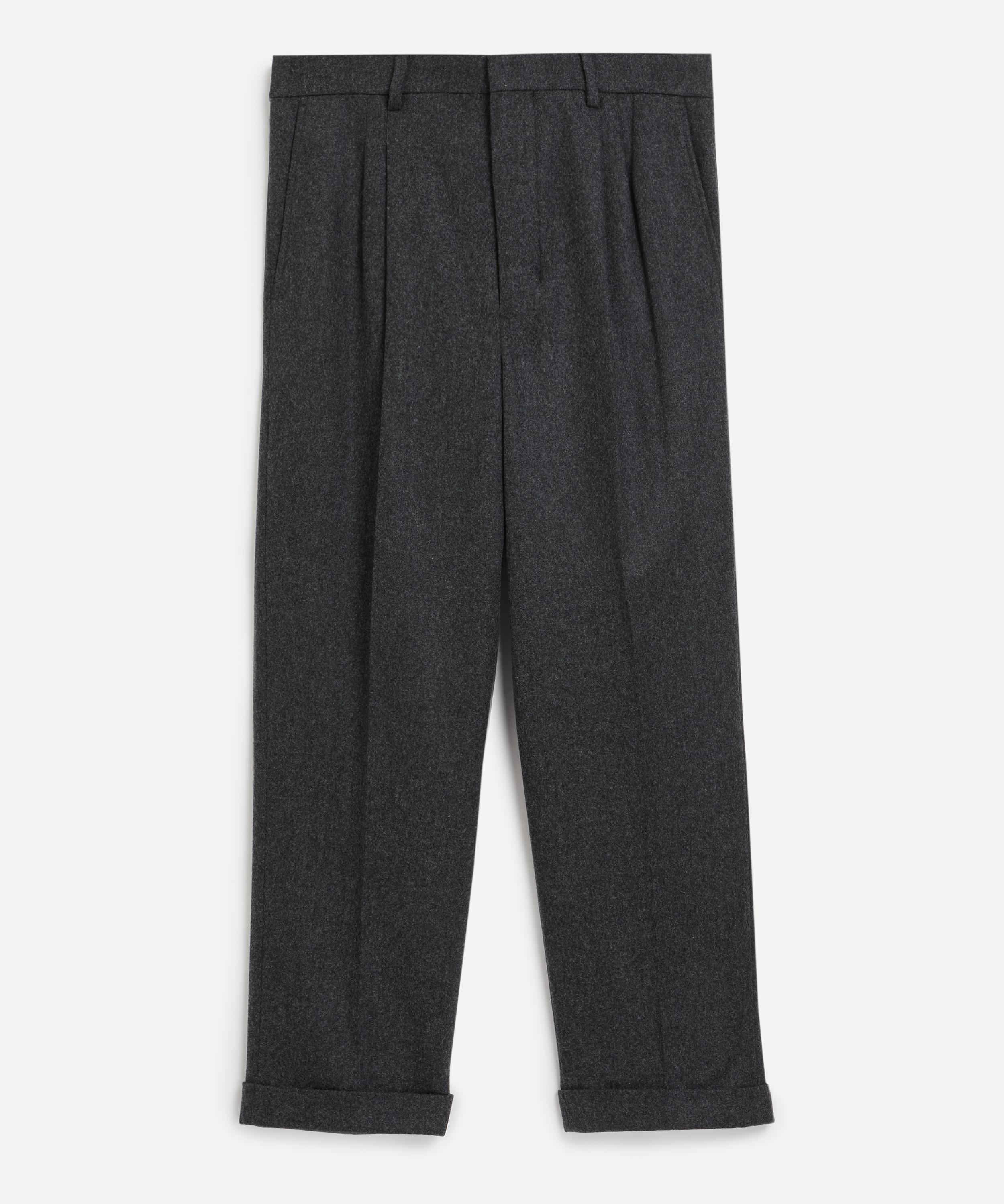 Ami Mens Dark Grey Wool Flannel Carrot Trousers 38/48