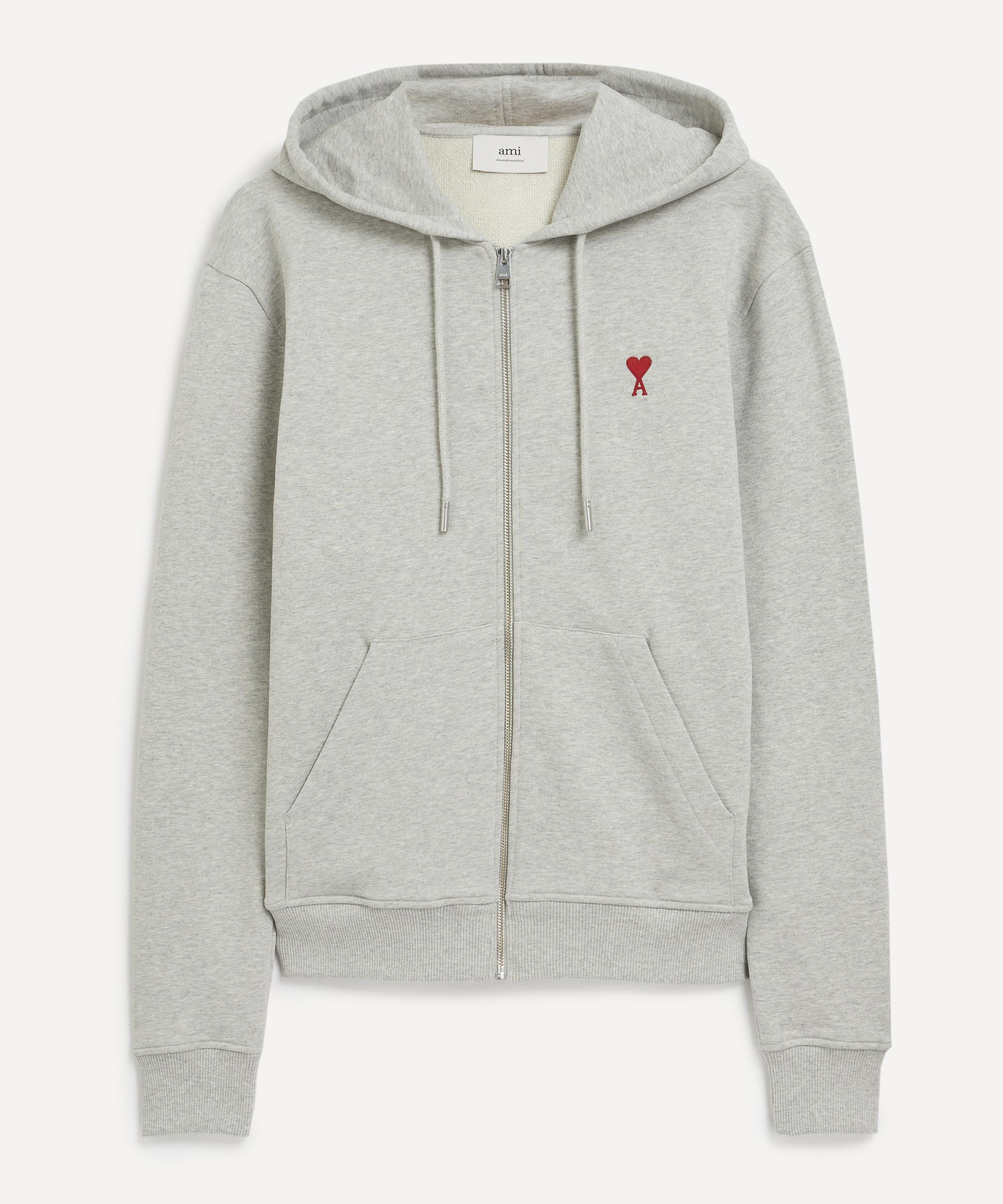 Zipped Ami de Coeur Hoodie in Heather Ash Grey L