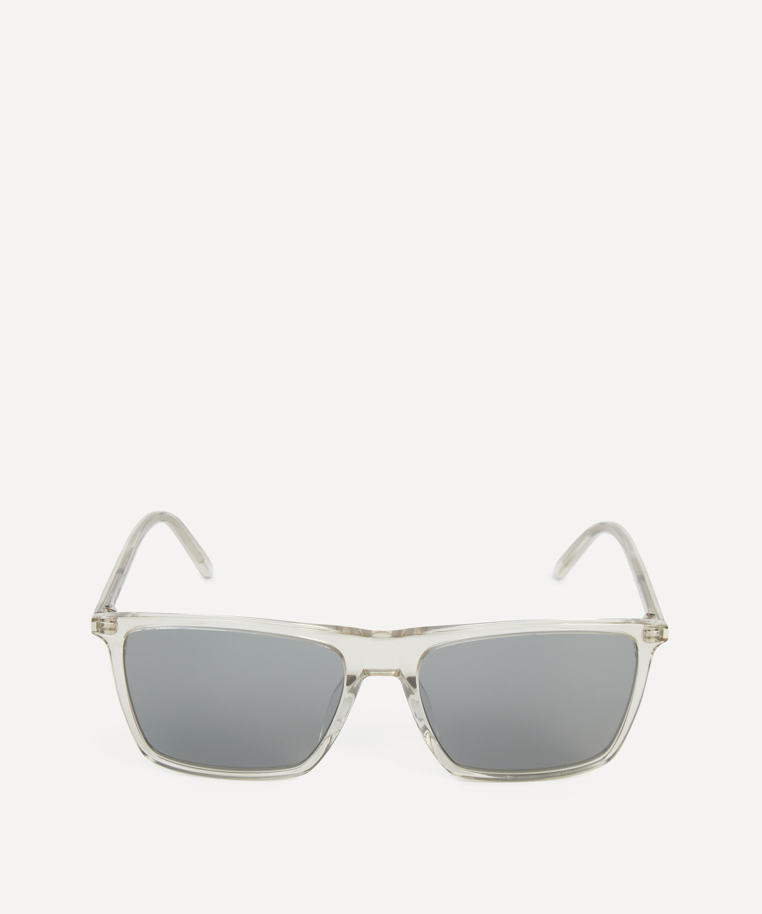Saint Laurent Mens Square Flat Browline Transparent Sunglasses