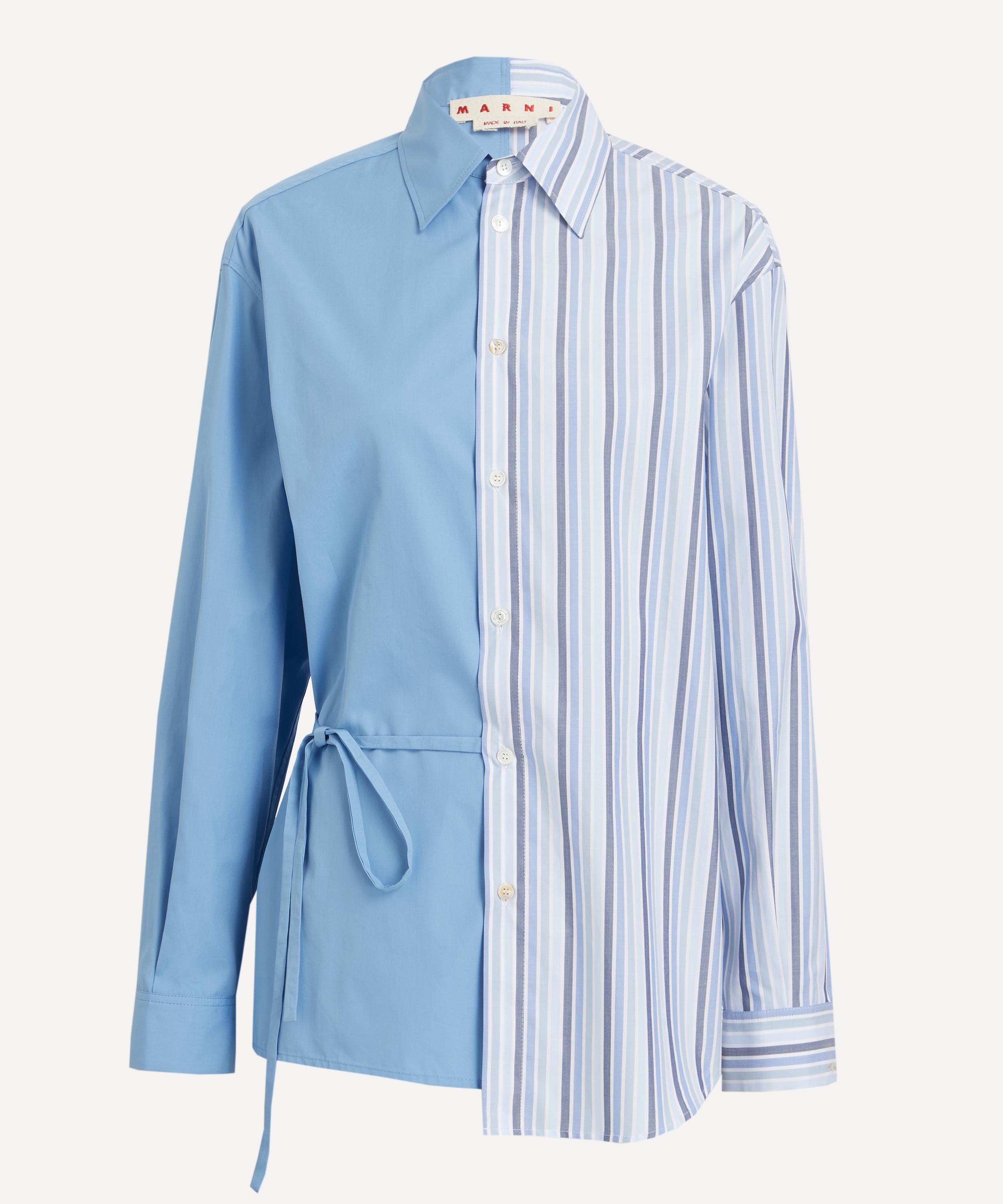 Marni Women's Blue Half Striped Poplin Shirt Lake 8