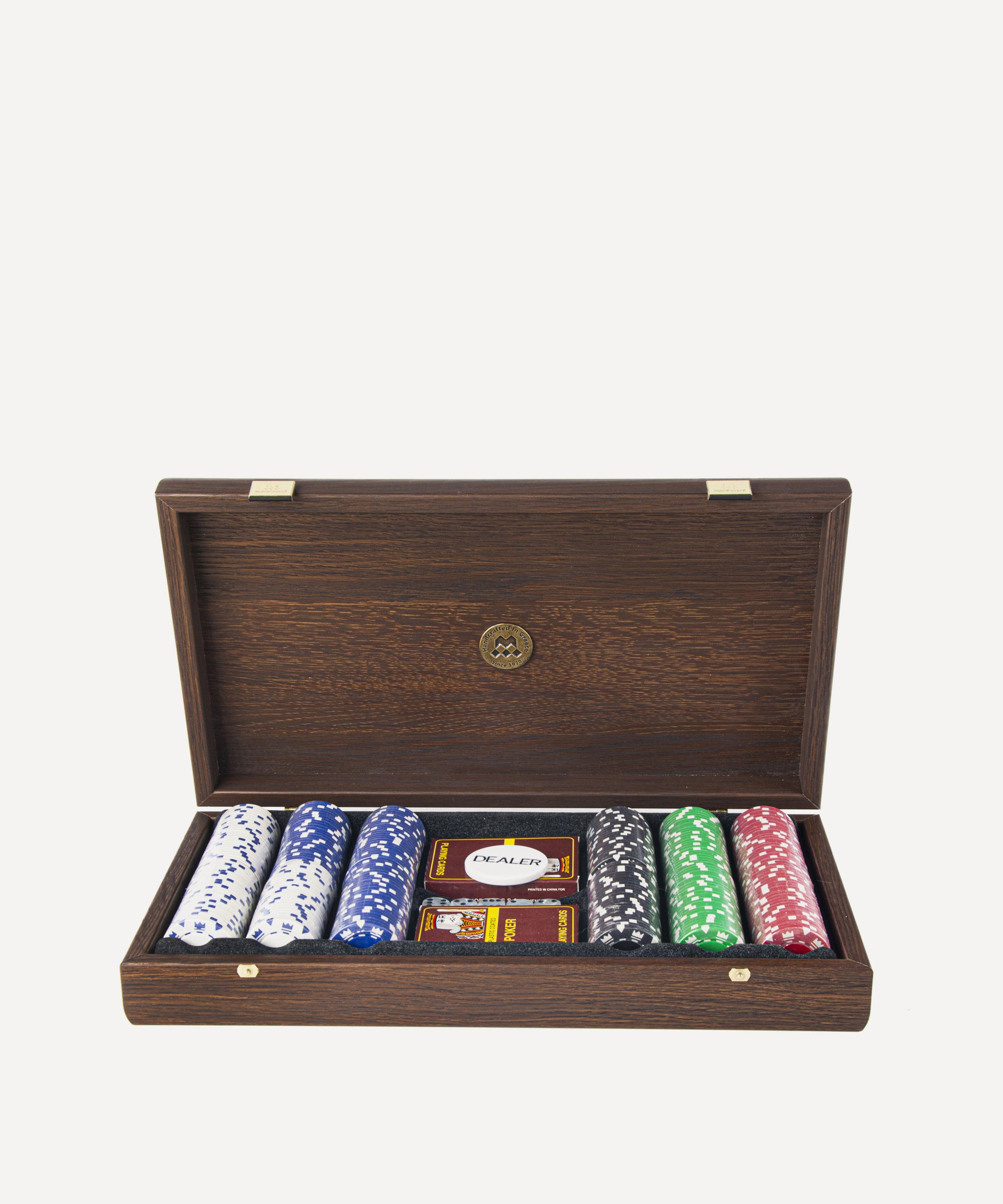 MANOPOULOS MANOPOULOS POKER SET IN DARK WALNUT WOODEN CASE 