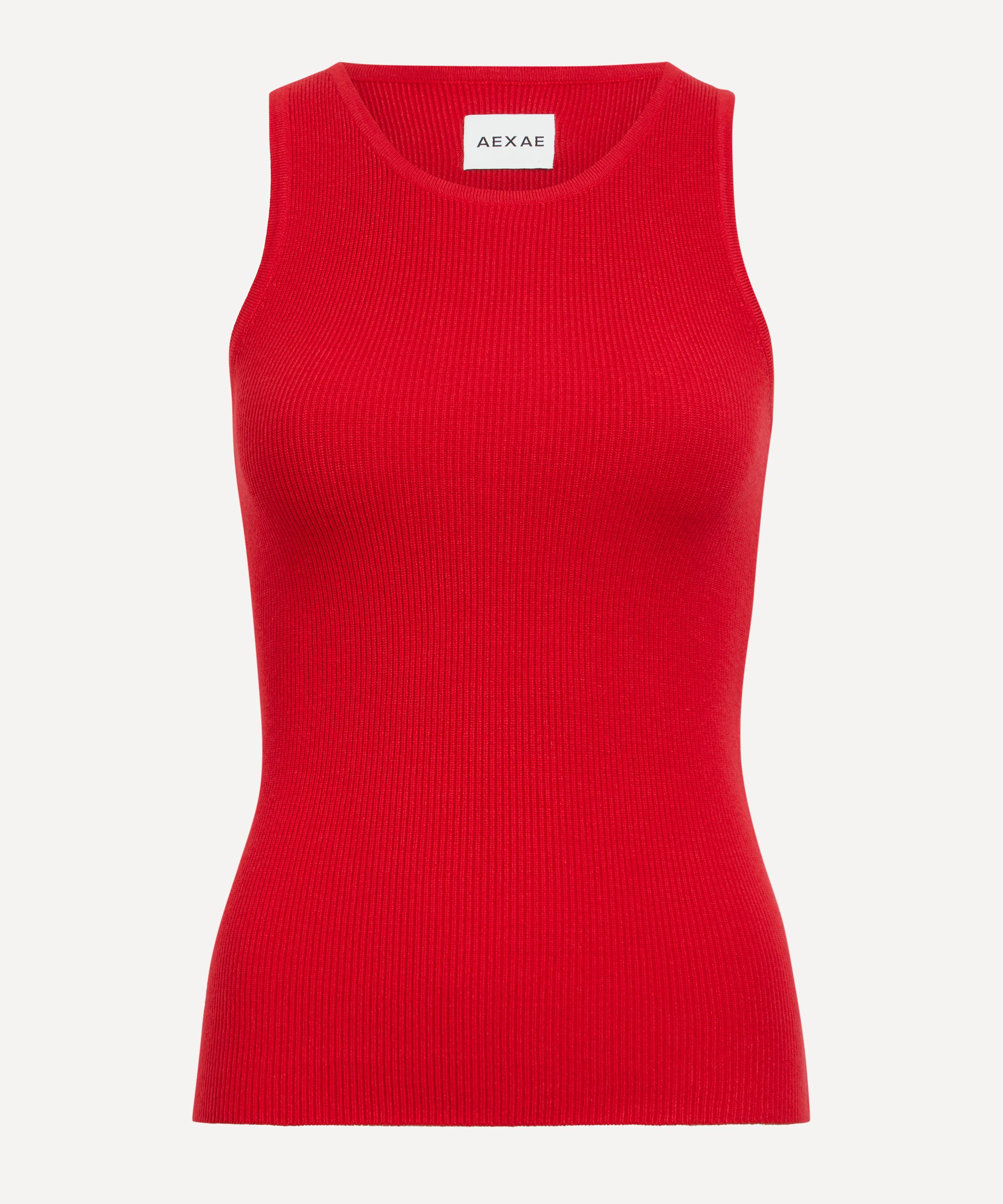 AEXAE Women's Red Rib Knit Top XS