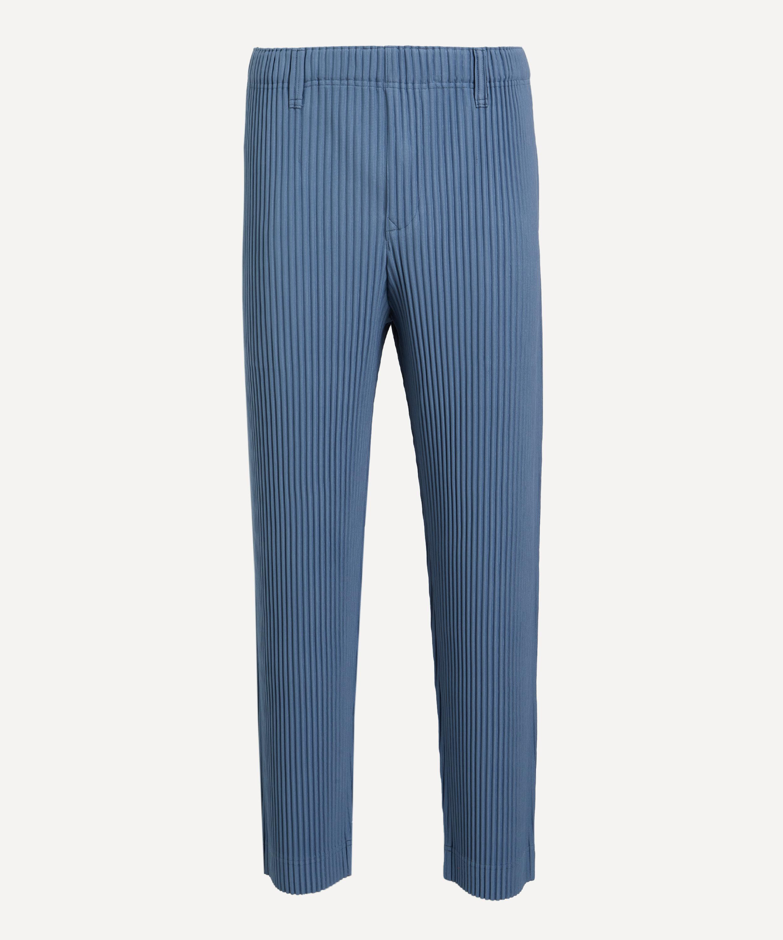 ISSEY MIYAKE HOMME PLISSE ISSEY MIYAKE MENS TAILORED PLEATS 1 BLUE GREY STRAIGHT LEG TROUSERS 