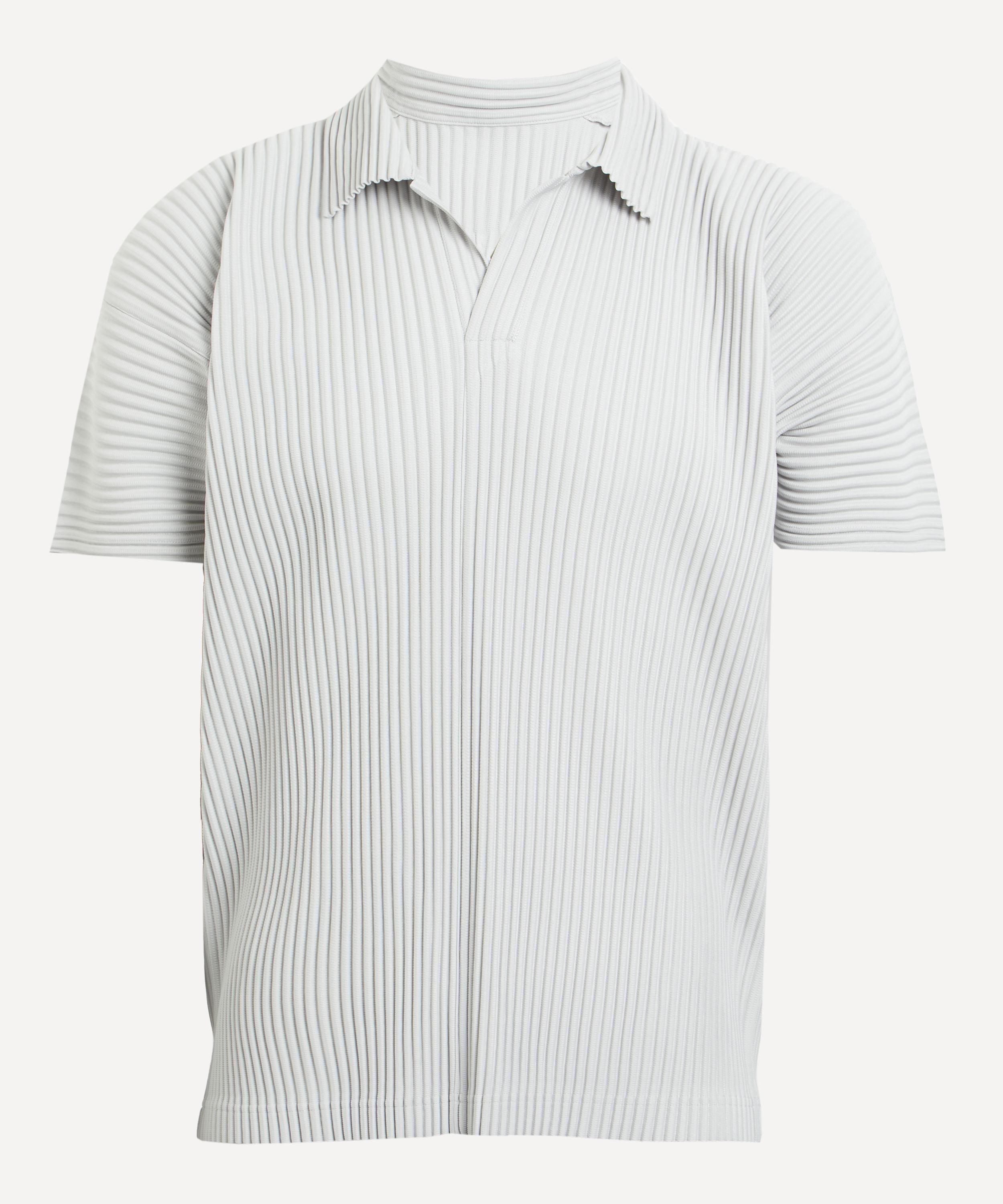 Issey Miyake Ribbed V-neck Polo Shirt With Striped Pattern