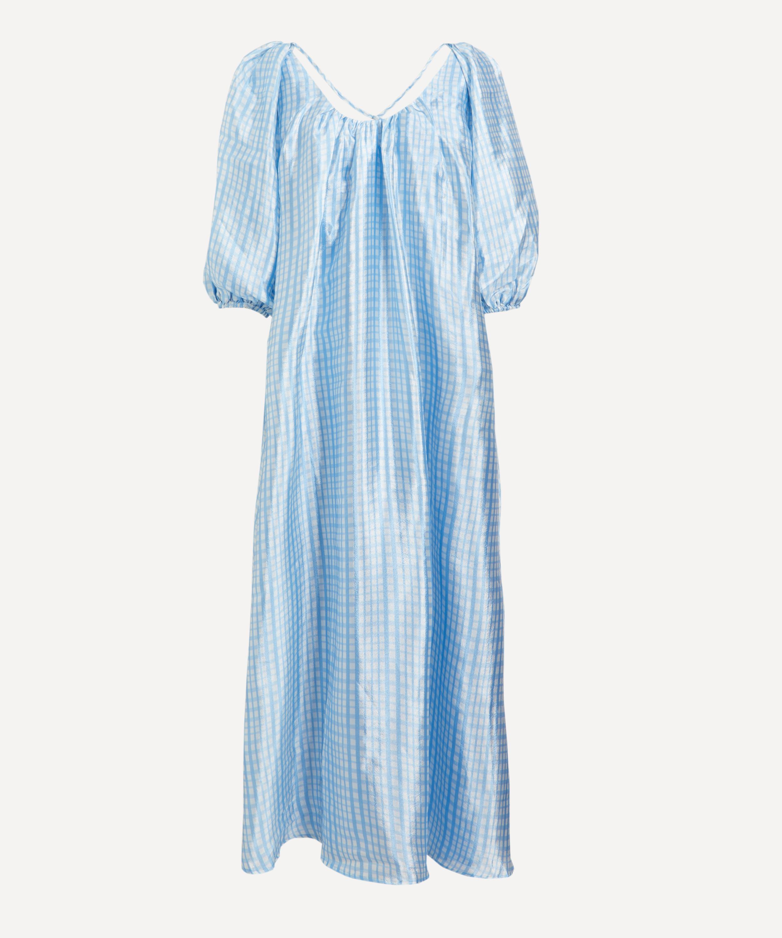 Stine Goya Women's Teresa Blue Check Midi-Dress Small