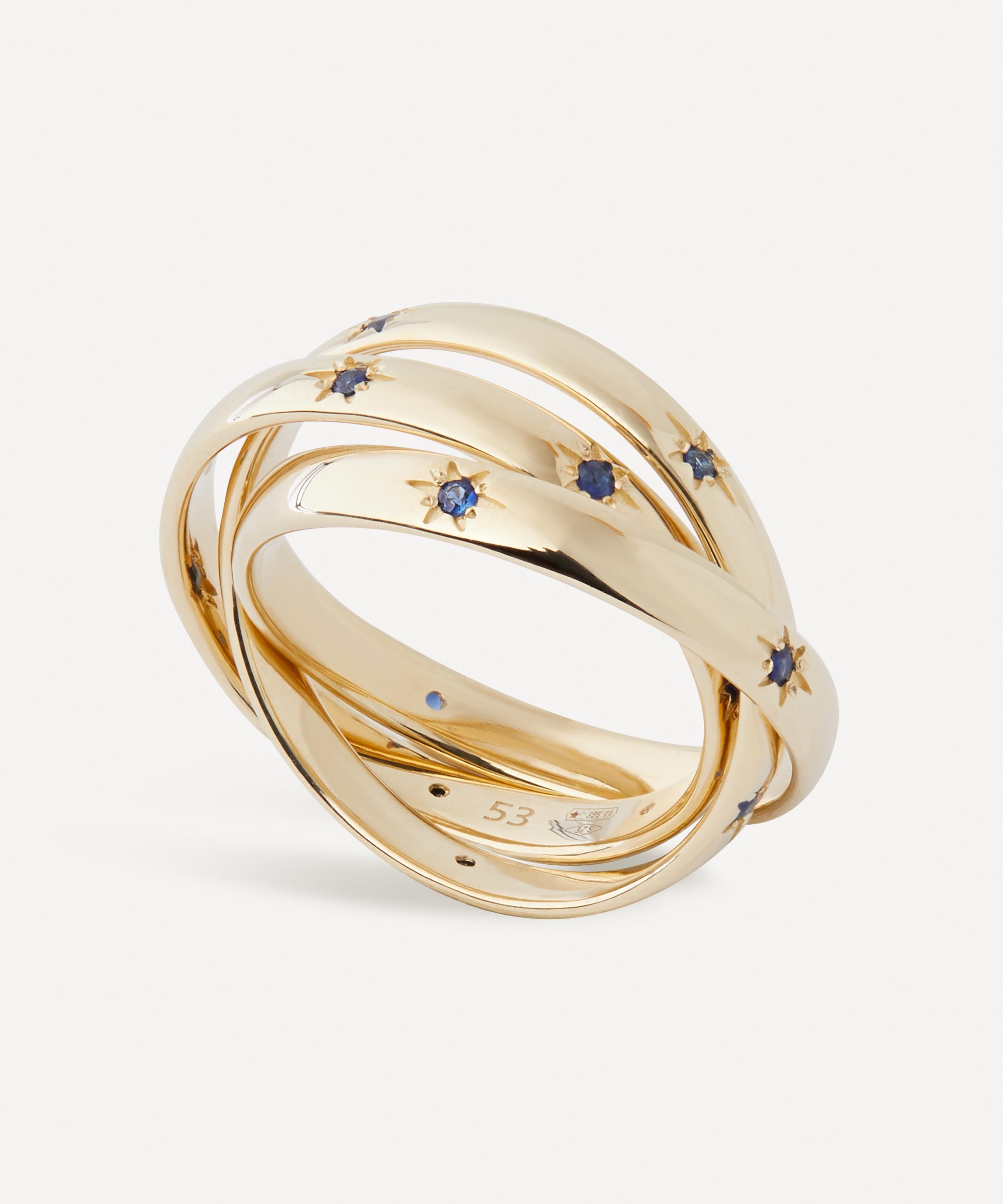 9ct Gold Ianthe Star Trilogy Blue Sapphire Ring