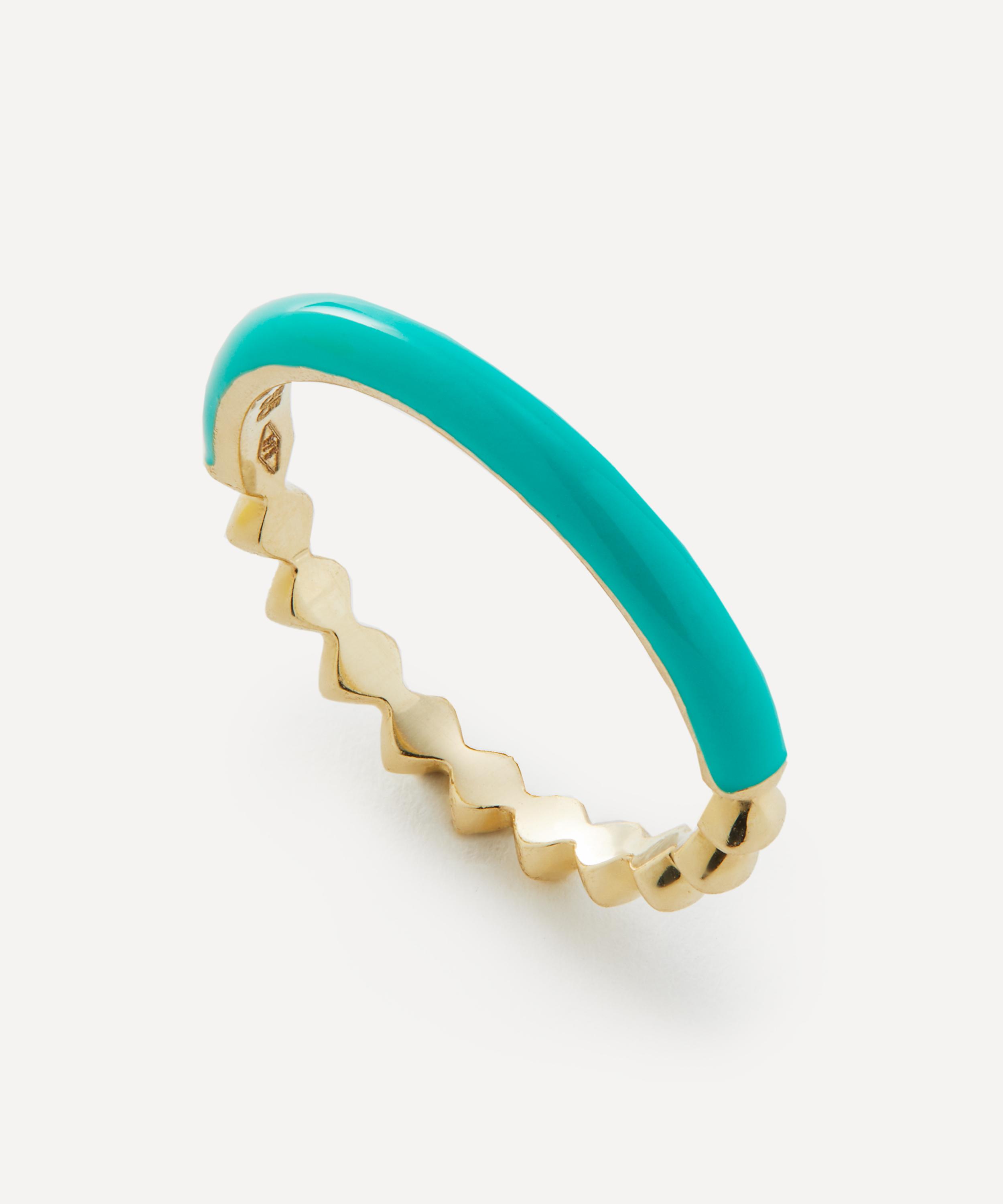 Liberty 9ct Gold Eclipse Turquoise Enamel Band Ring