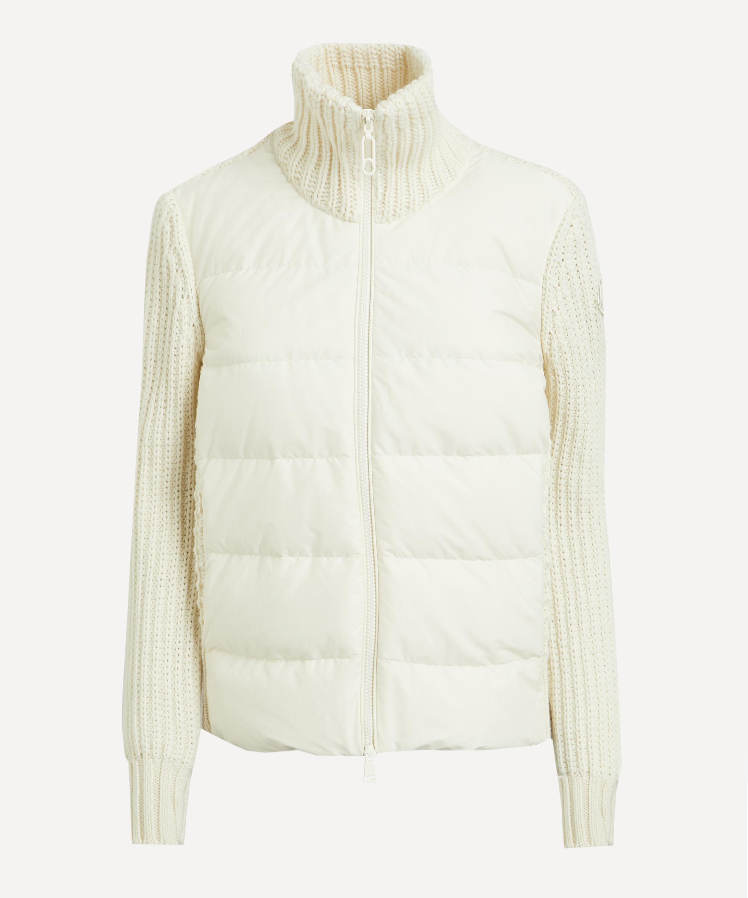 Moncler Women's Padded Wool and Cashmere Zip-Up Cardigan Cream XL