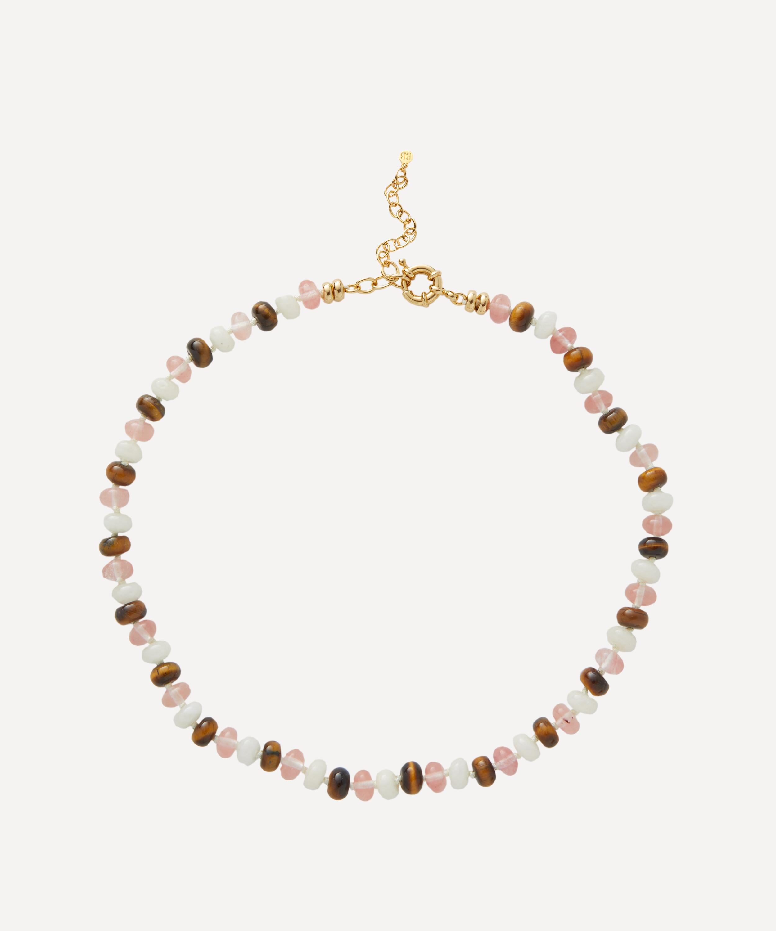 Bon Bon Jewellery Club 14ct Gold-Plated Vermeil Silver Antique Rose Bead Necklace Multi Luxury Christmas Gift / Present