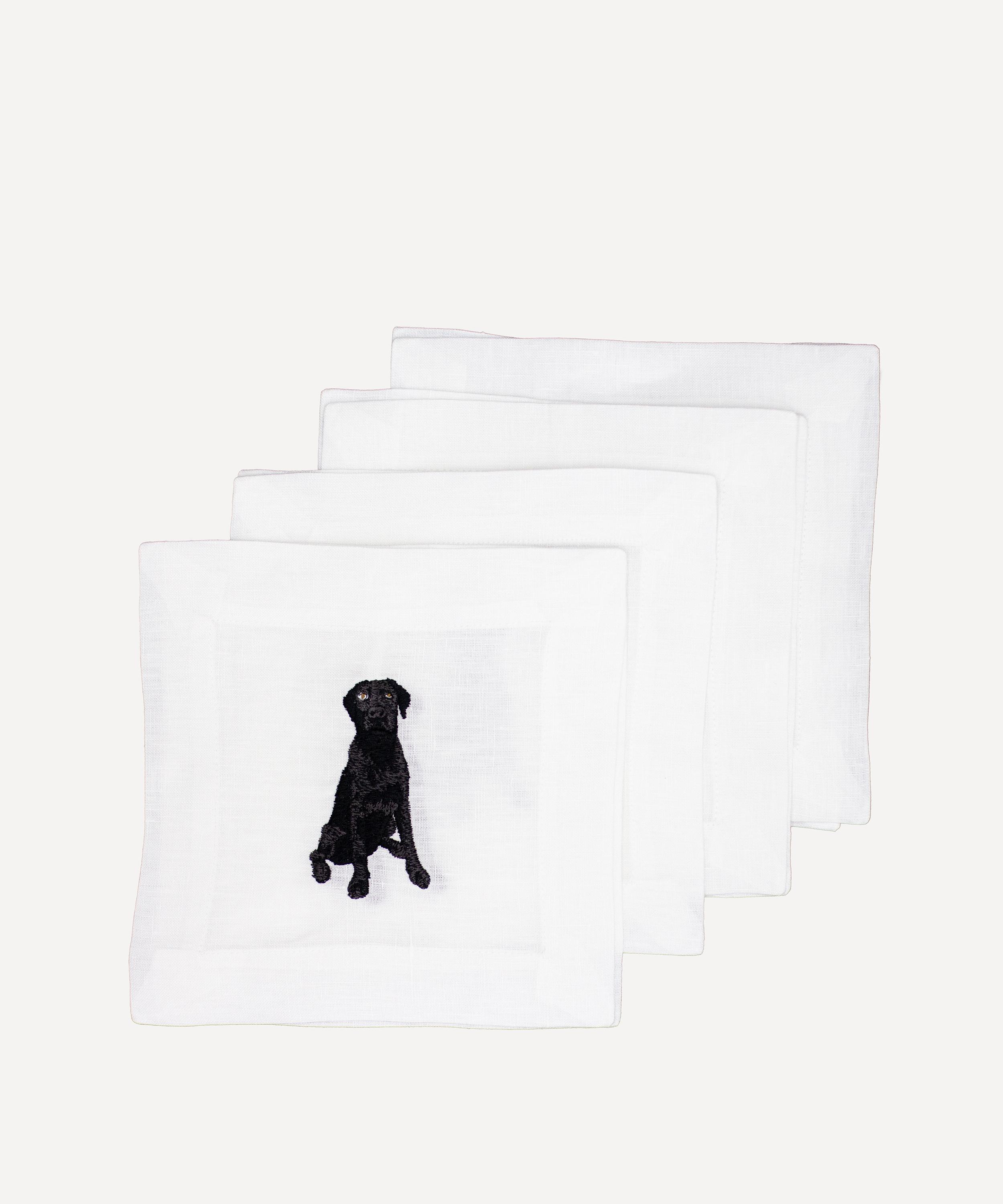 LETTERMADE LETTERMADE BLACK LAB COCKTAIL NAPKINS SET OF FOUR 