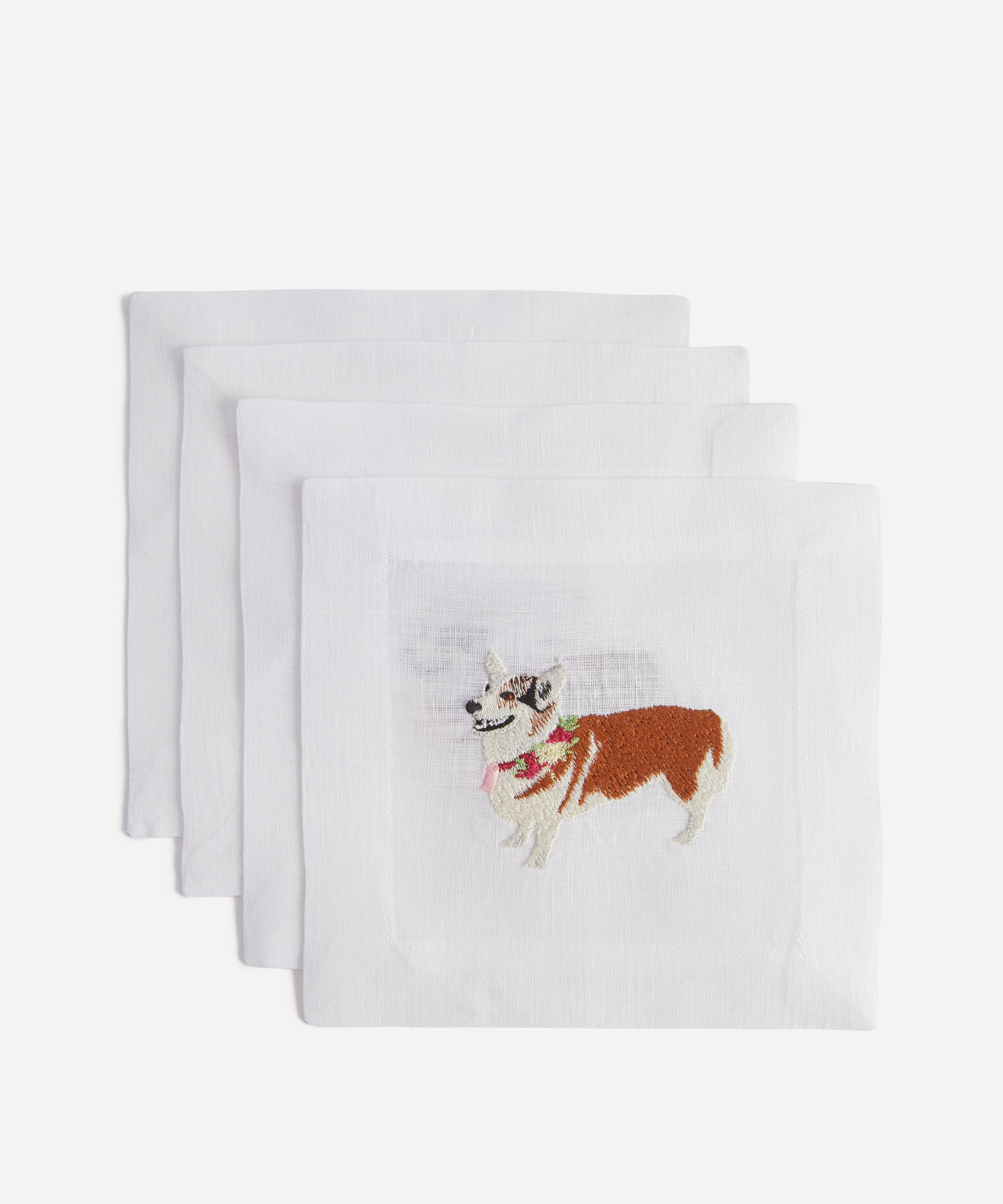 LETTERMADE LETTERMADE CORGI COCKTAIL NAPKINS SET OF FOUR 