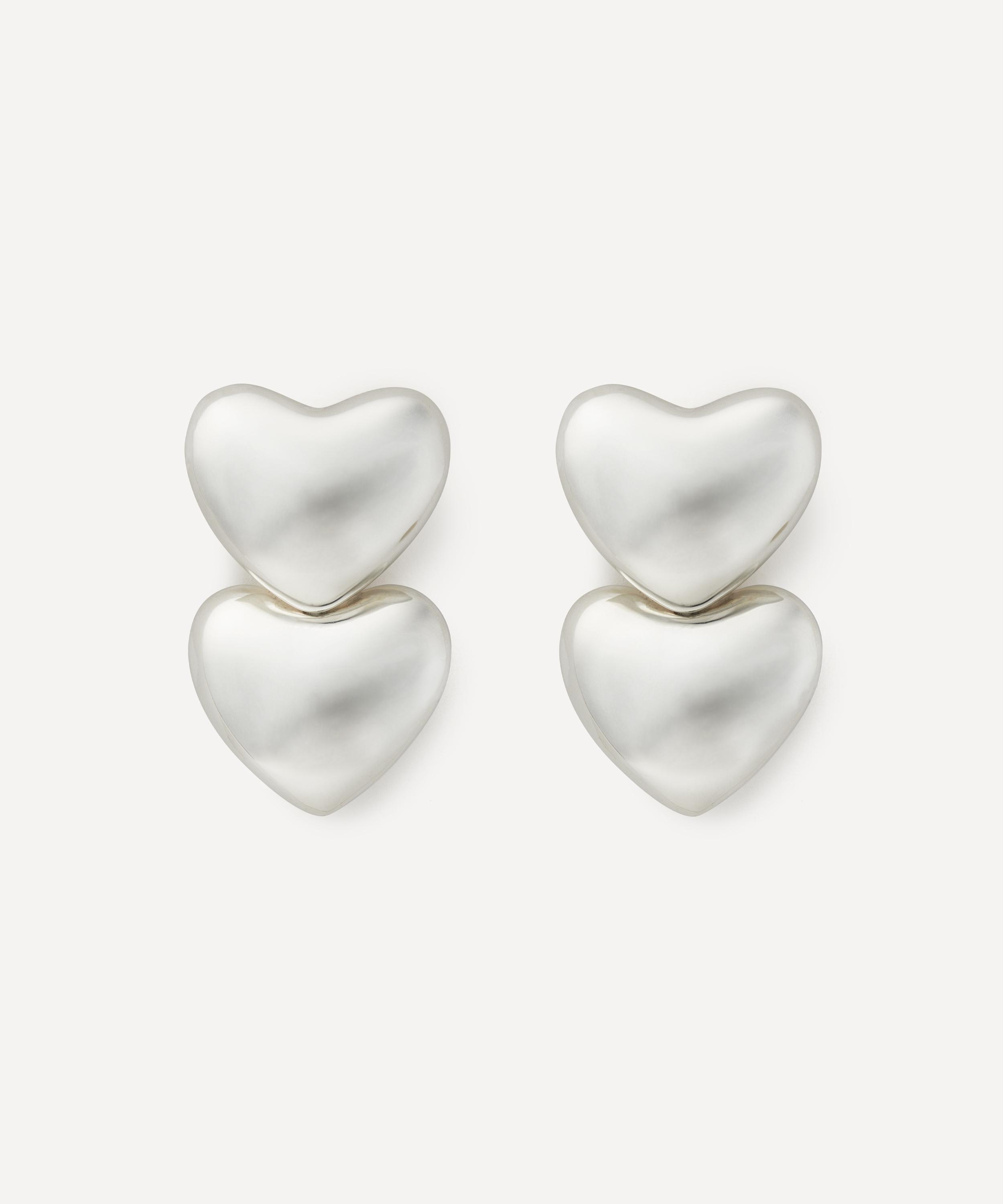 Annika Inez Sterling Silver Dual Voluptuous Heart Stud Earrings