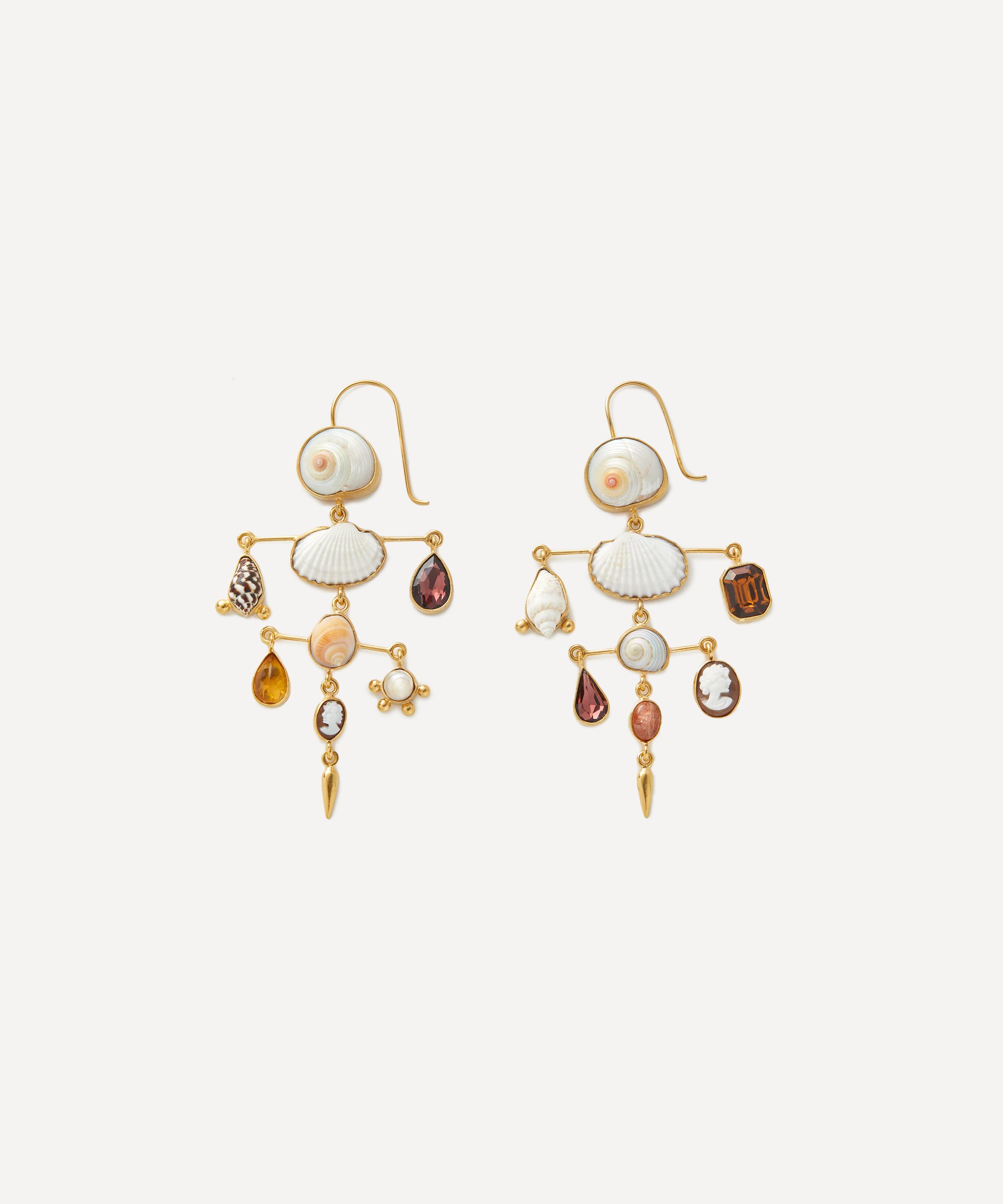 GRAINNE MORTON GRAINNE MORTON 18CT GOLD-PLATED LAYERED VICTORIAN DROP EARRINGS 