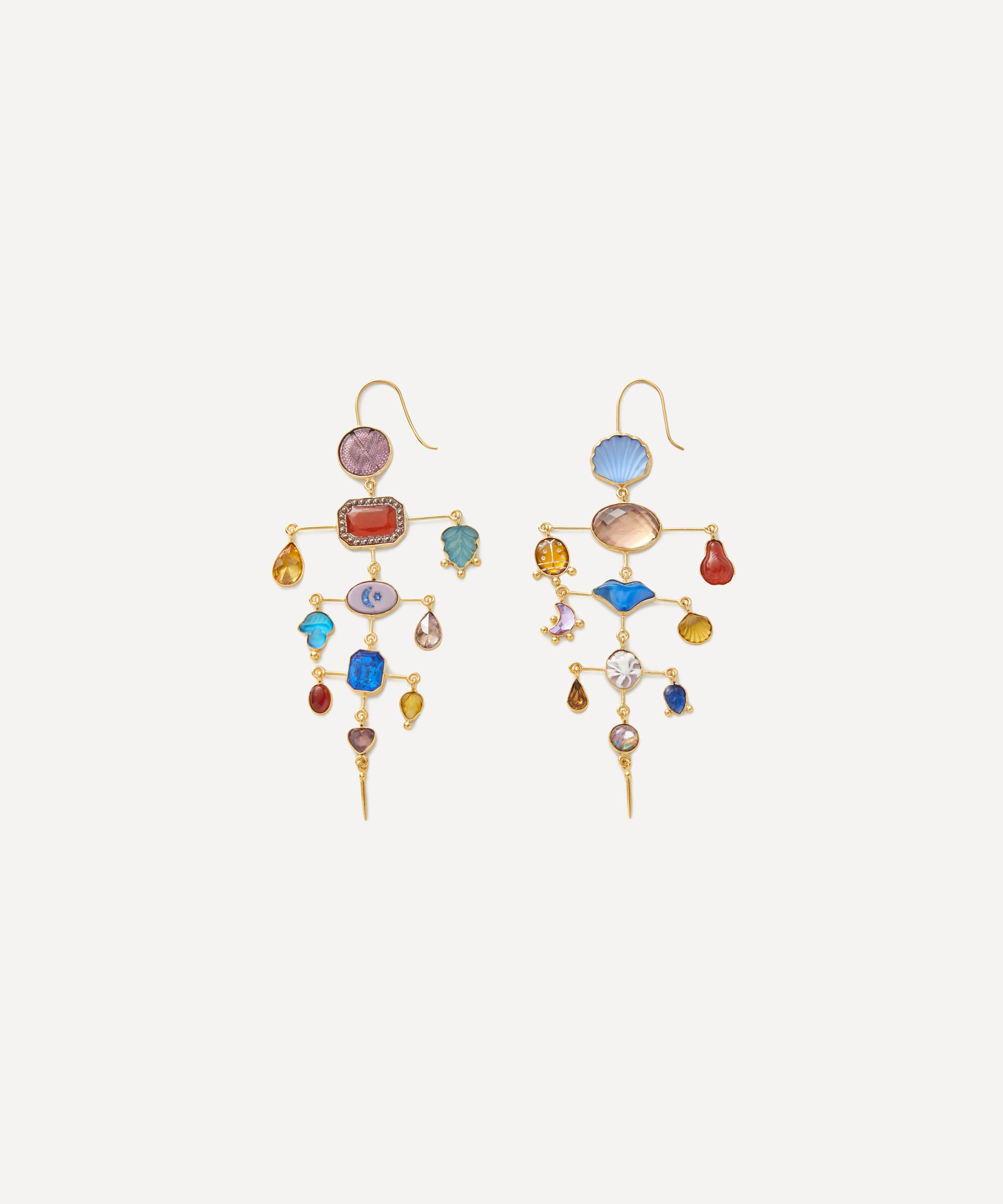 GRAINNE MORTON GRAINNE MORTON 18CT GOLD-PLATED MULTI-LAYER BALANCE VICTORIAN DROP EARRINGS 