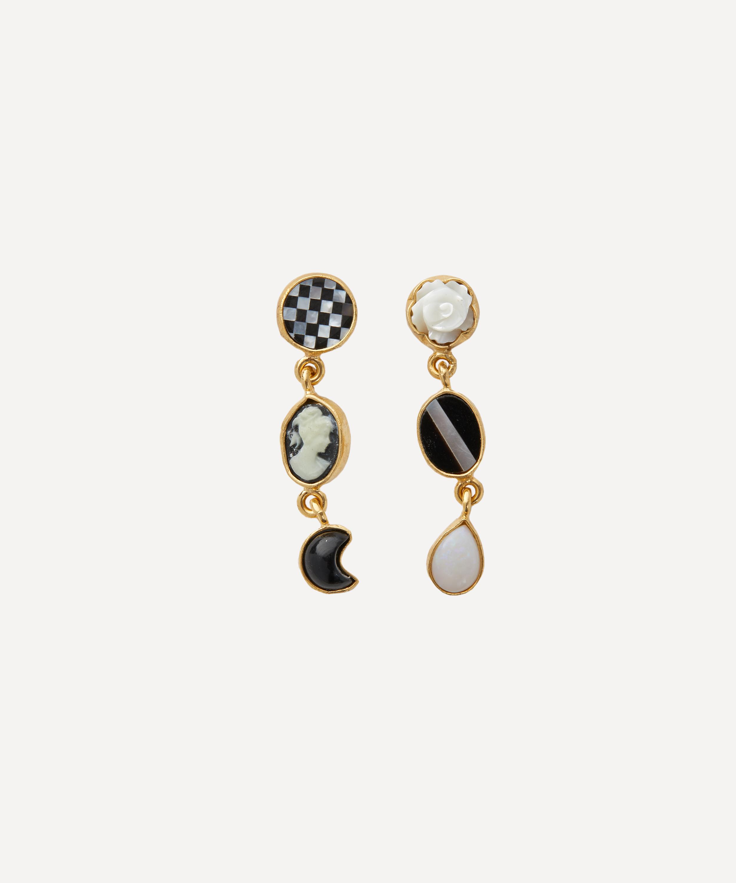 GRAINNE MORTON GRAINNE MORTON 18CT GOLD-PLATED THREE CHARM MOVING DROP EARRINGS 