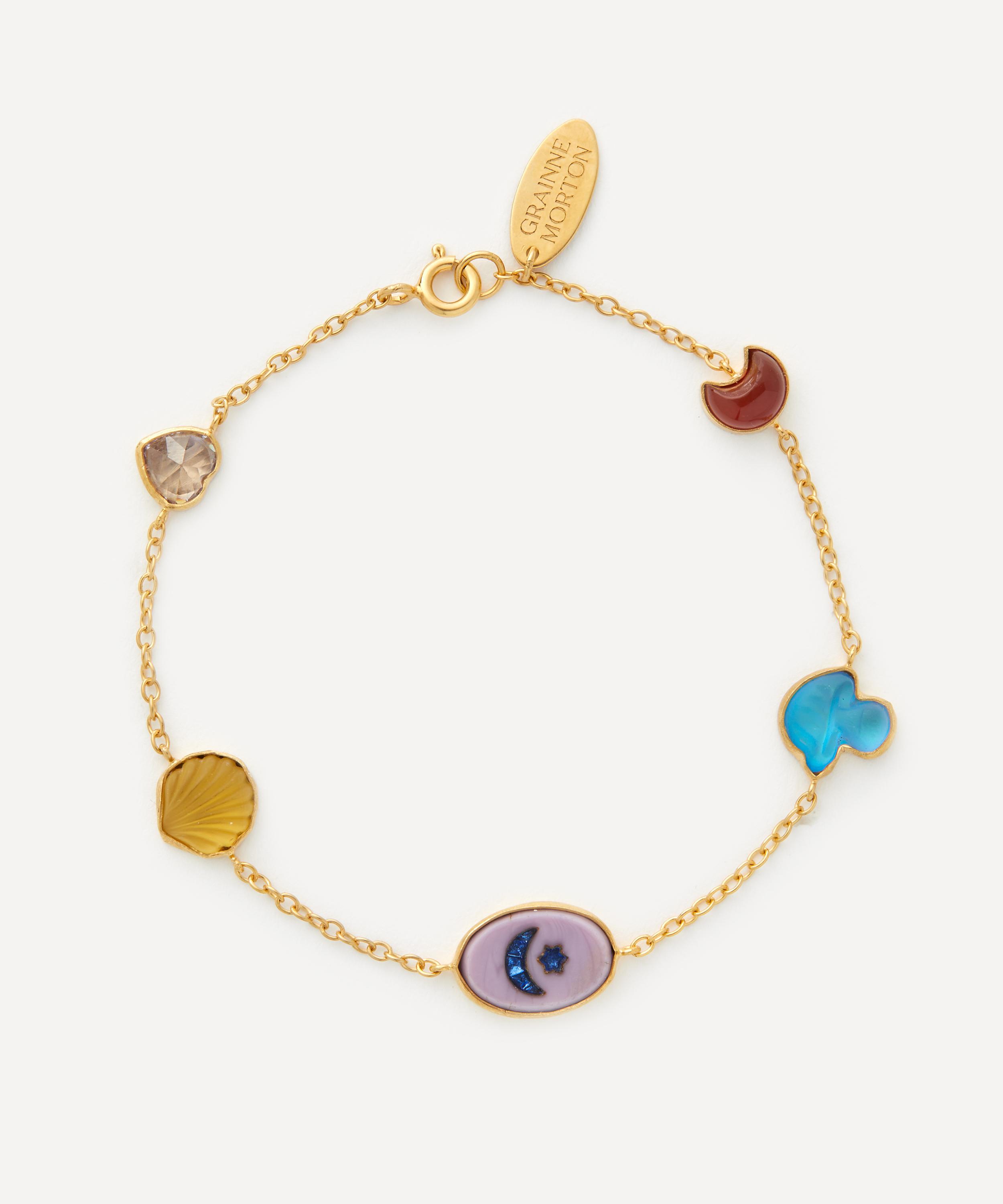 GRAINNE MORTON GRAINNE MORTON 18CT GOLD-PLATED FIVE MINI CHARM BRACELET 