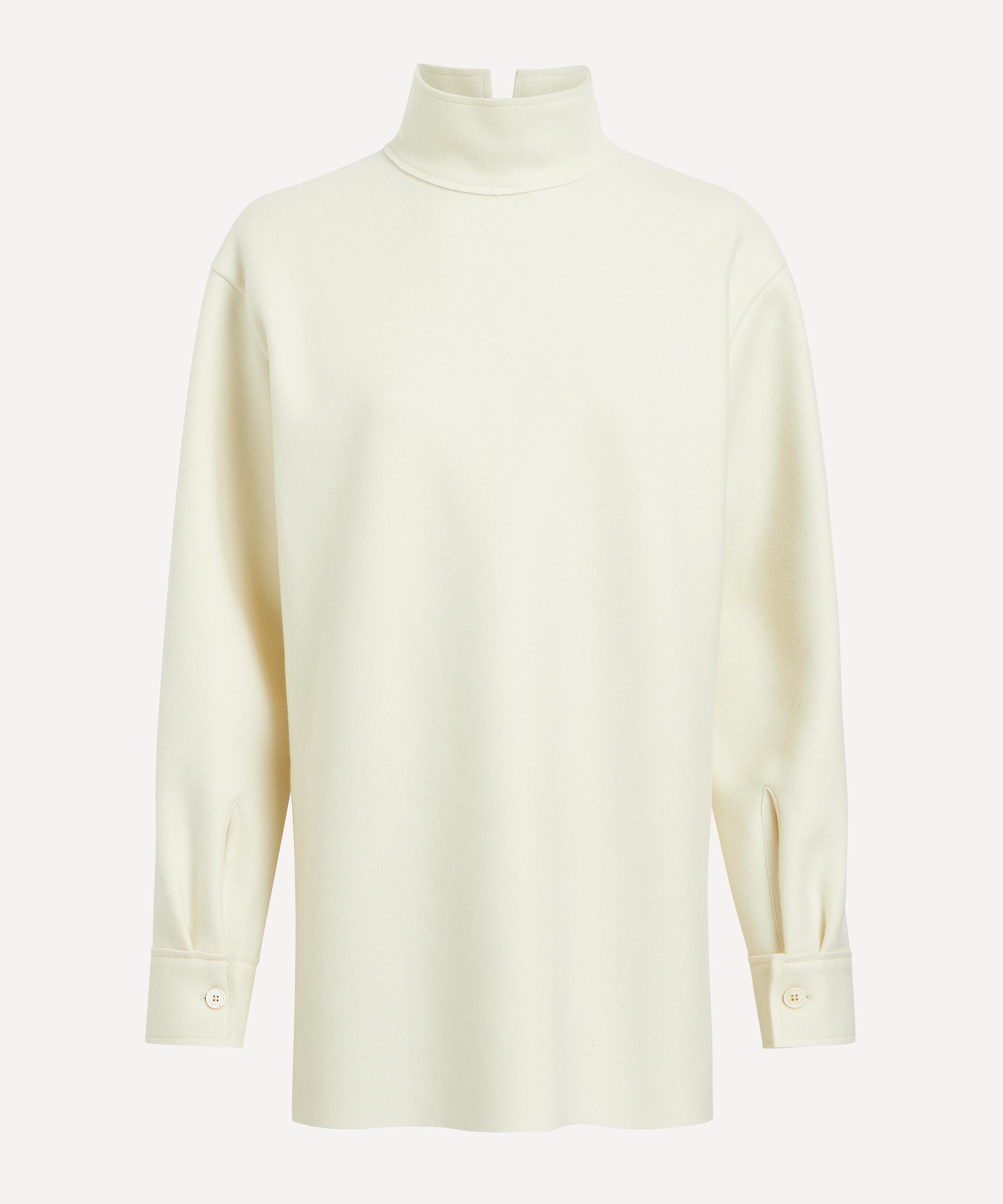 Jil Sander Women's High-Neck Wool Top Light Beige 6