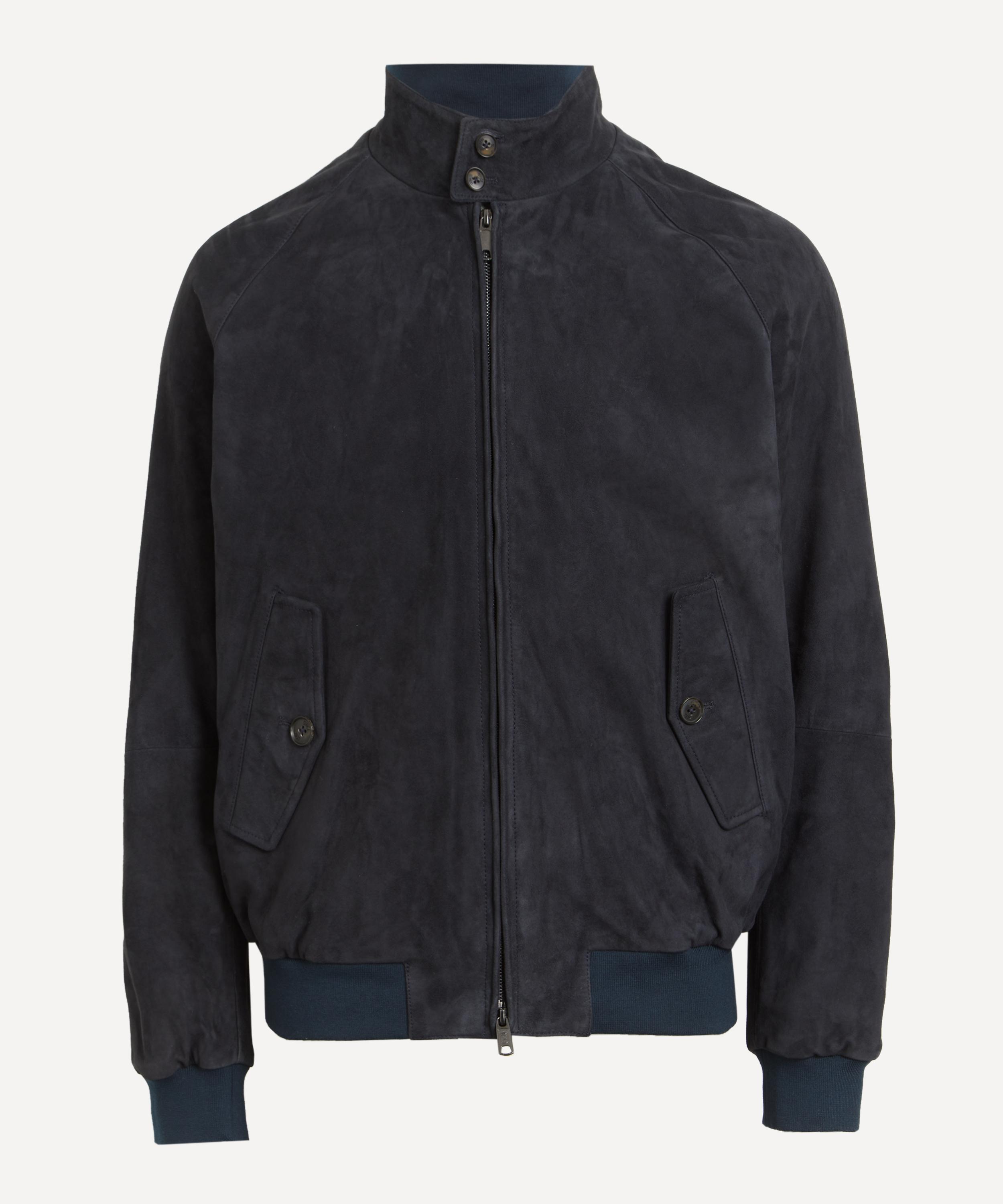 Baracuta Mens G9 Suede Harrington Jacket In Blue