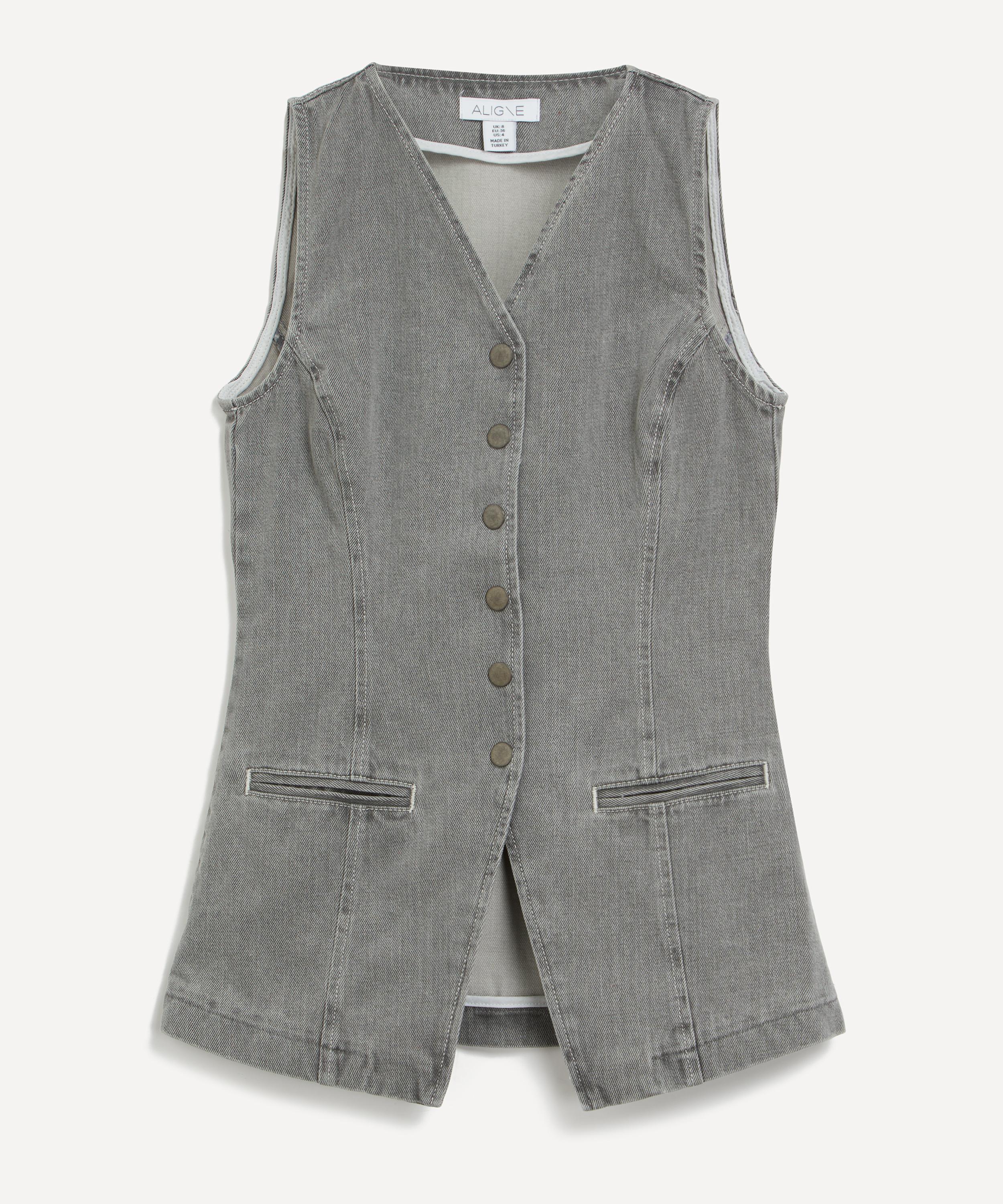 Aligne Women's Quinn Denim Waistcoat Light Grey 8