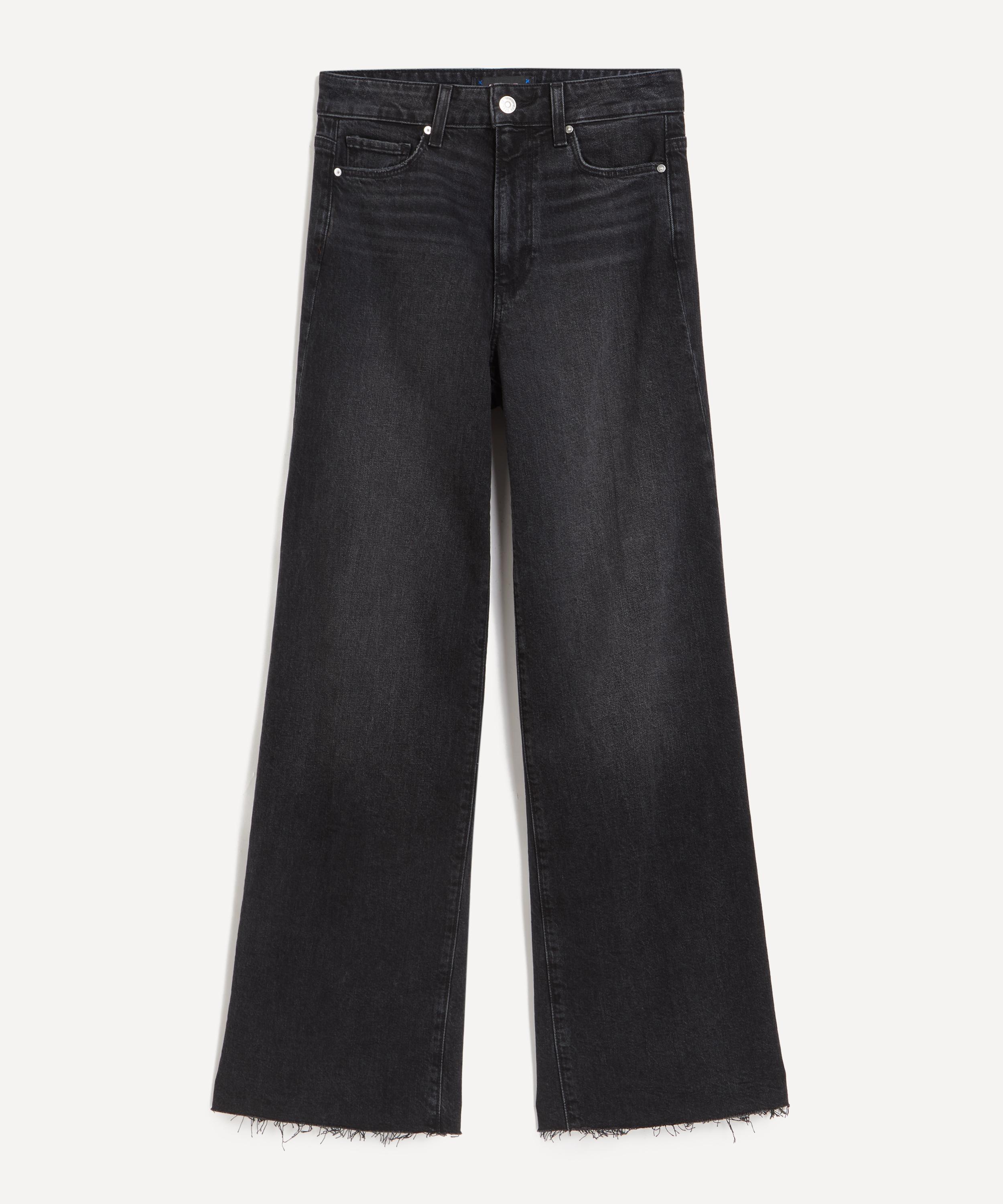 PAIGE PAIGE WOMEN'S ANESSA WIDE LEG JEANS IN VIPER BLACK DISTRESSED 
