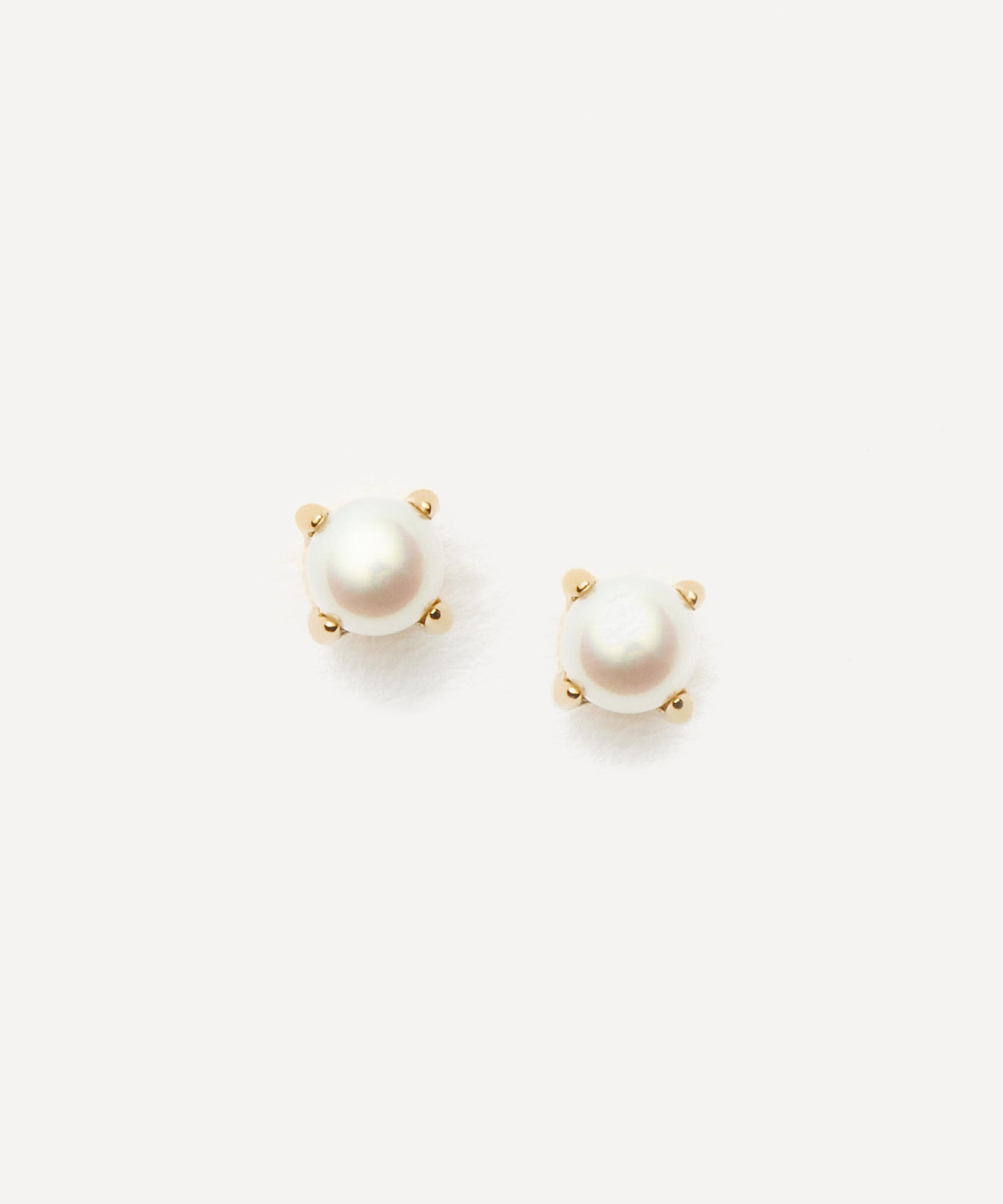 Missoma 14ct Gold Fine Pearl Stud Earrings In White