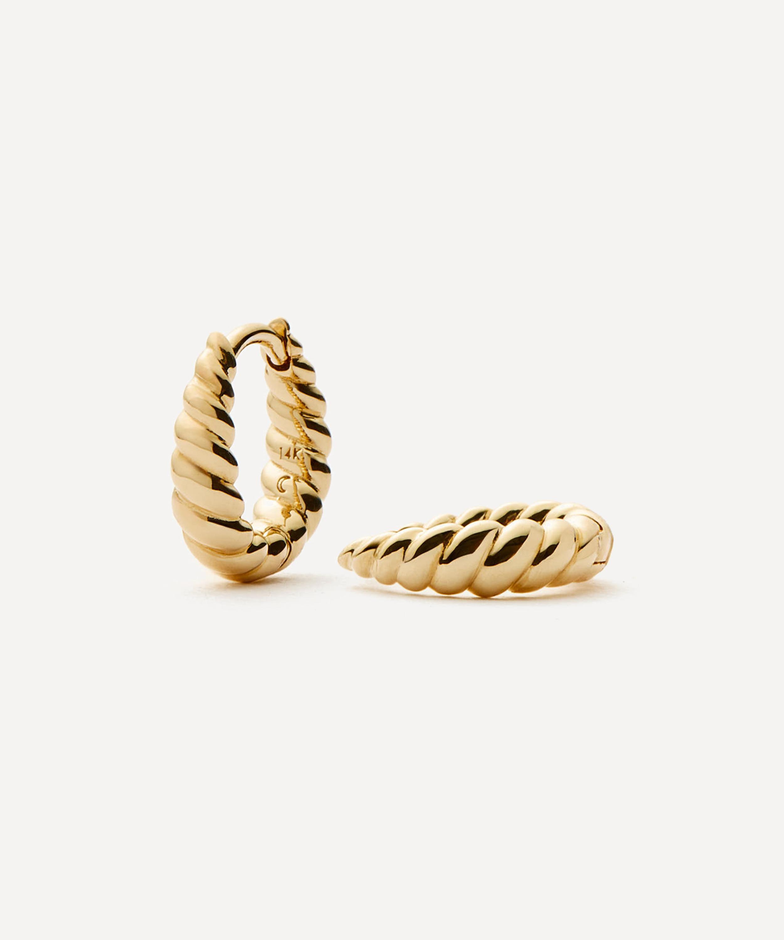 Missoma 14ct Gold Fine Twisted Huggie Hoop Earrings