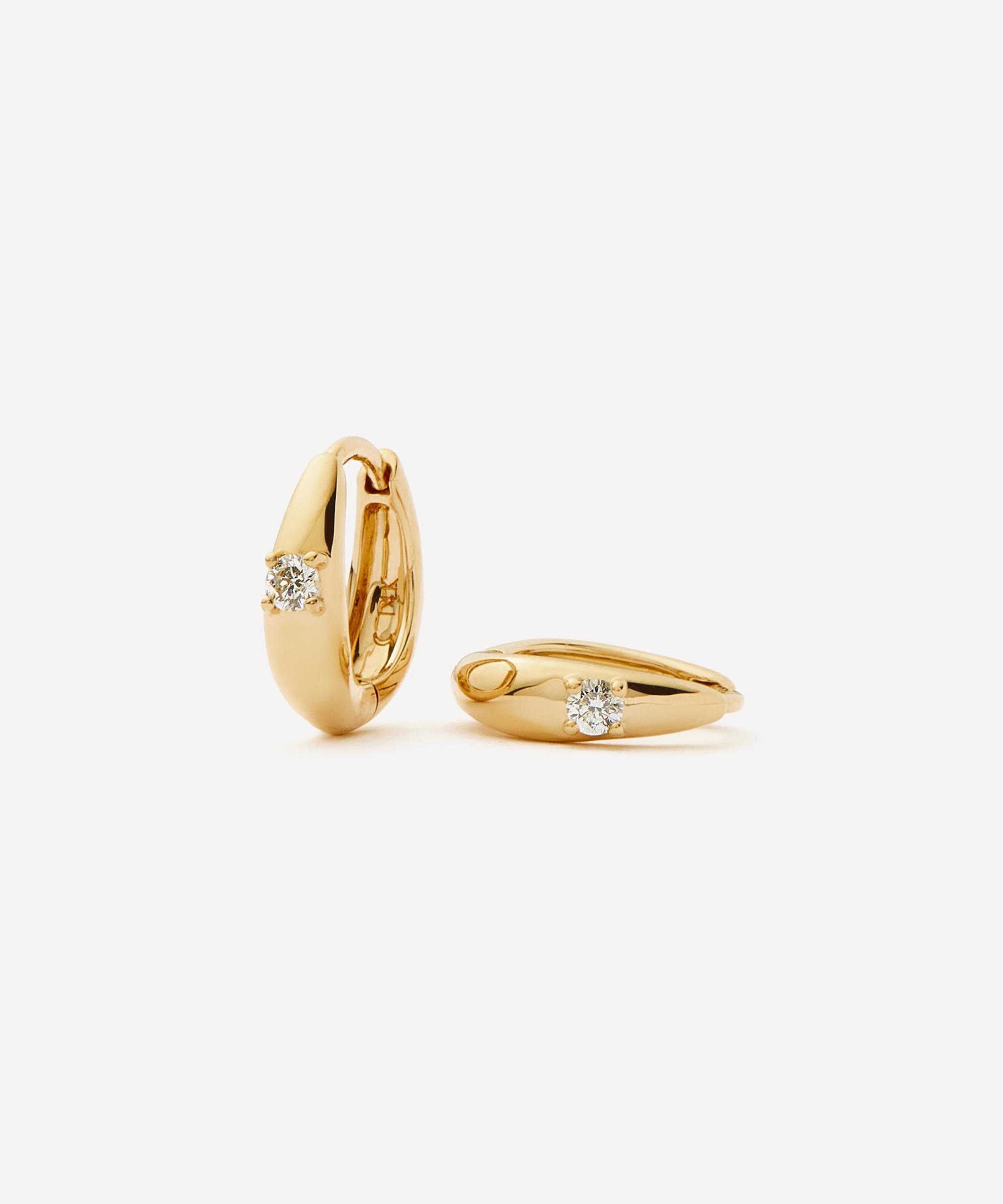 Missoma 14ct Gold Fine Diamond Dome Huggie Hoop Earrings