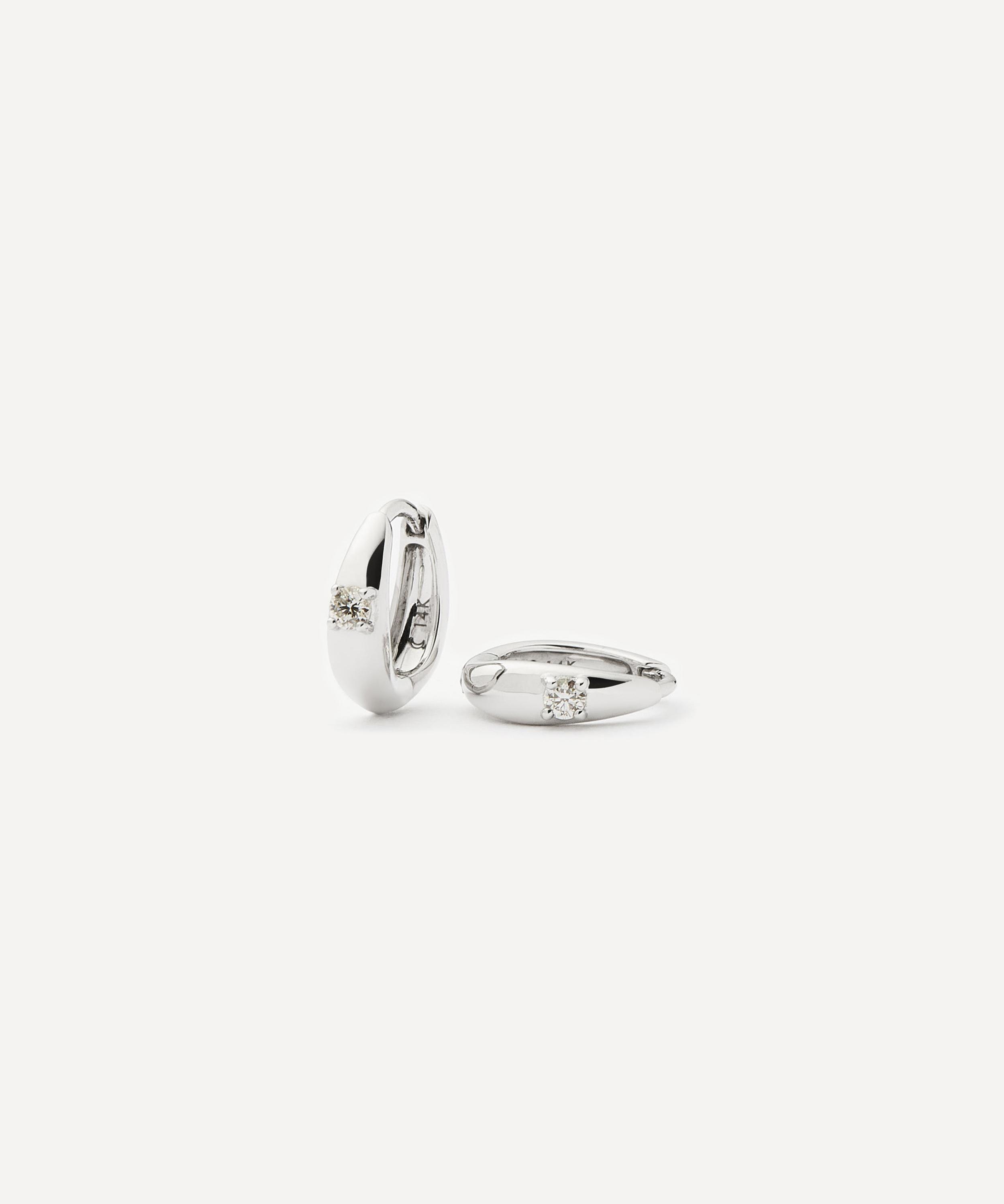 Missoma 14ct White Gold Fine Diamond Dome Huggie Hoop Earrings