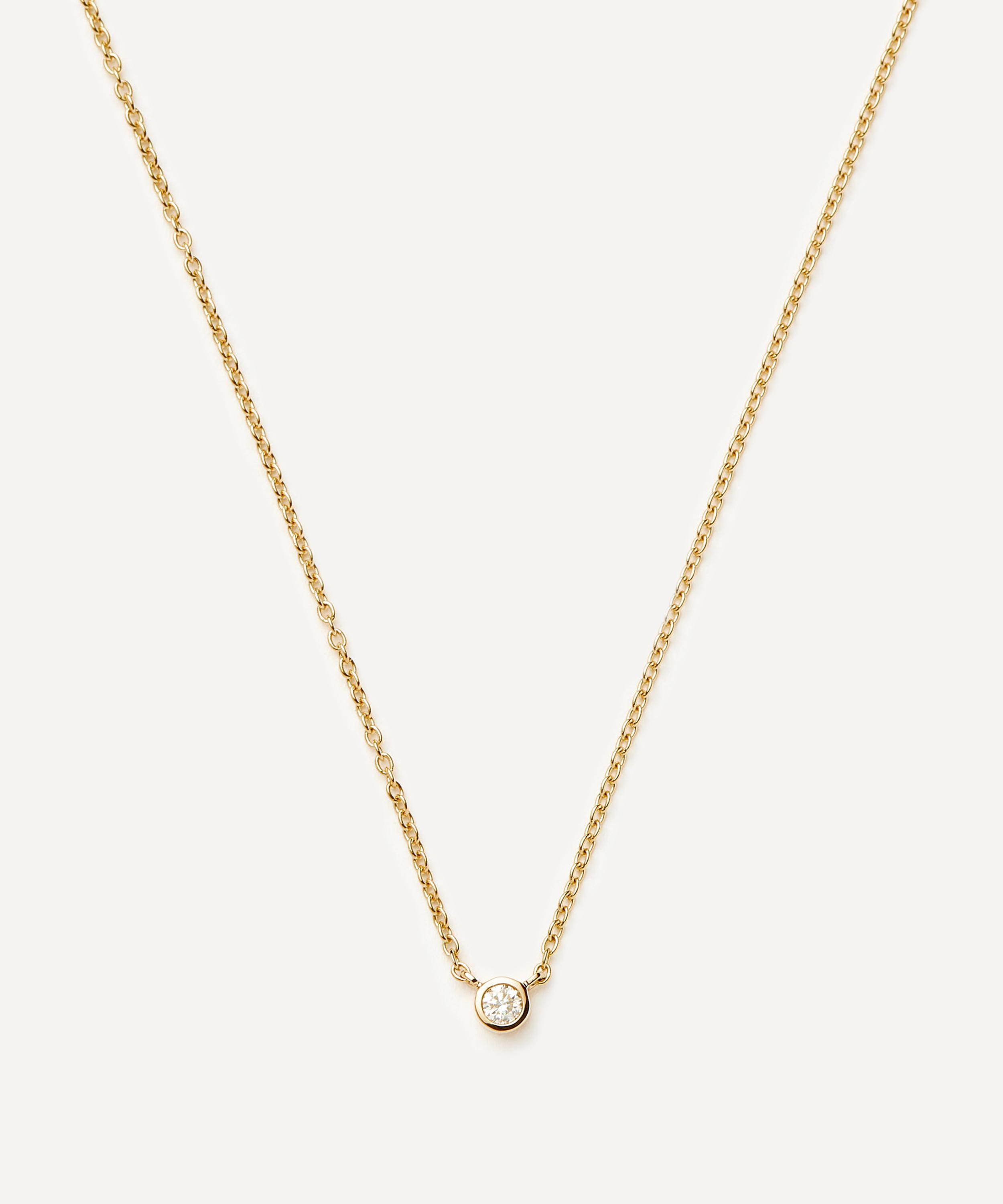 Missoma 14ct Gold Fine Diamond Solitaire Pendant Necklace