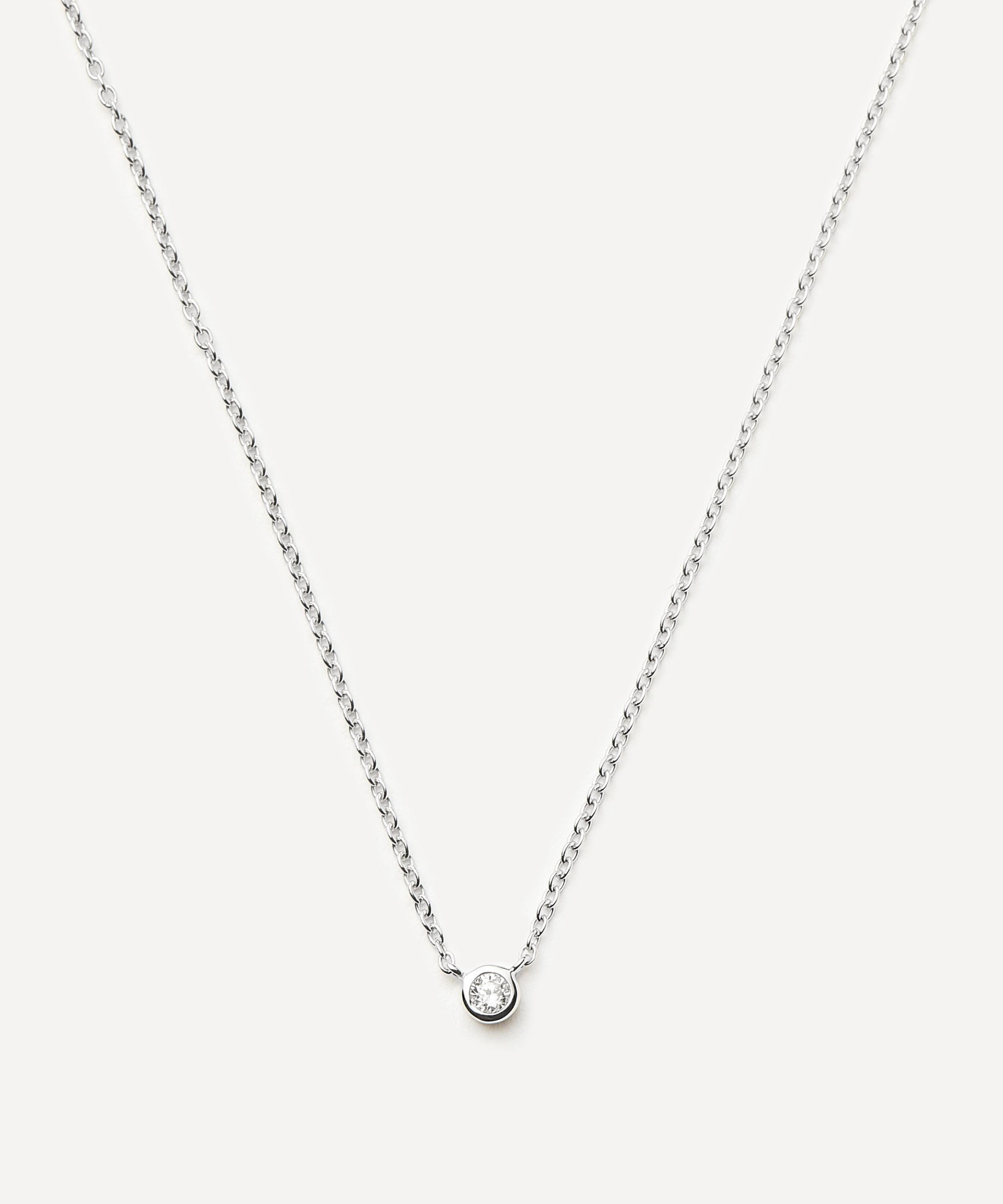 Missoma 14ct White Gold Fine Diamond Solitaire Pendant Necklace