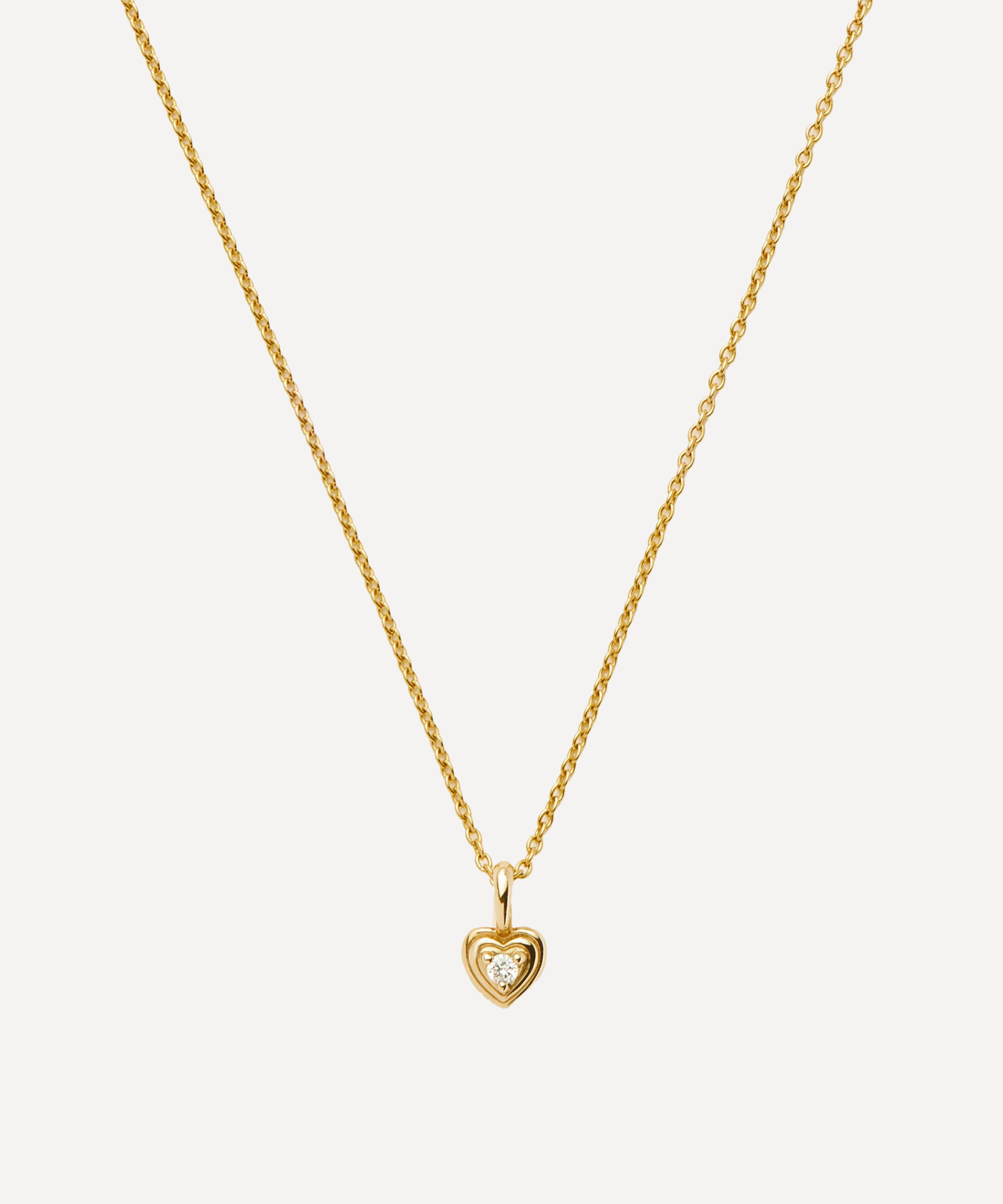 Missoma 14ct Gold Fine Diamond Heart Mini Pendant Necklace