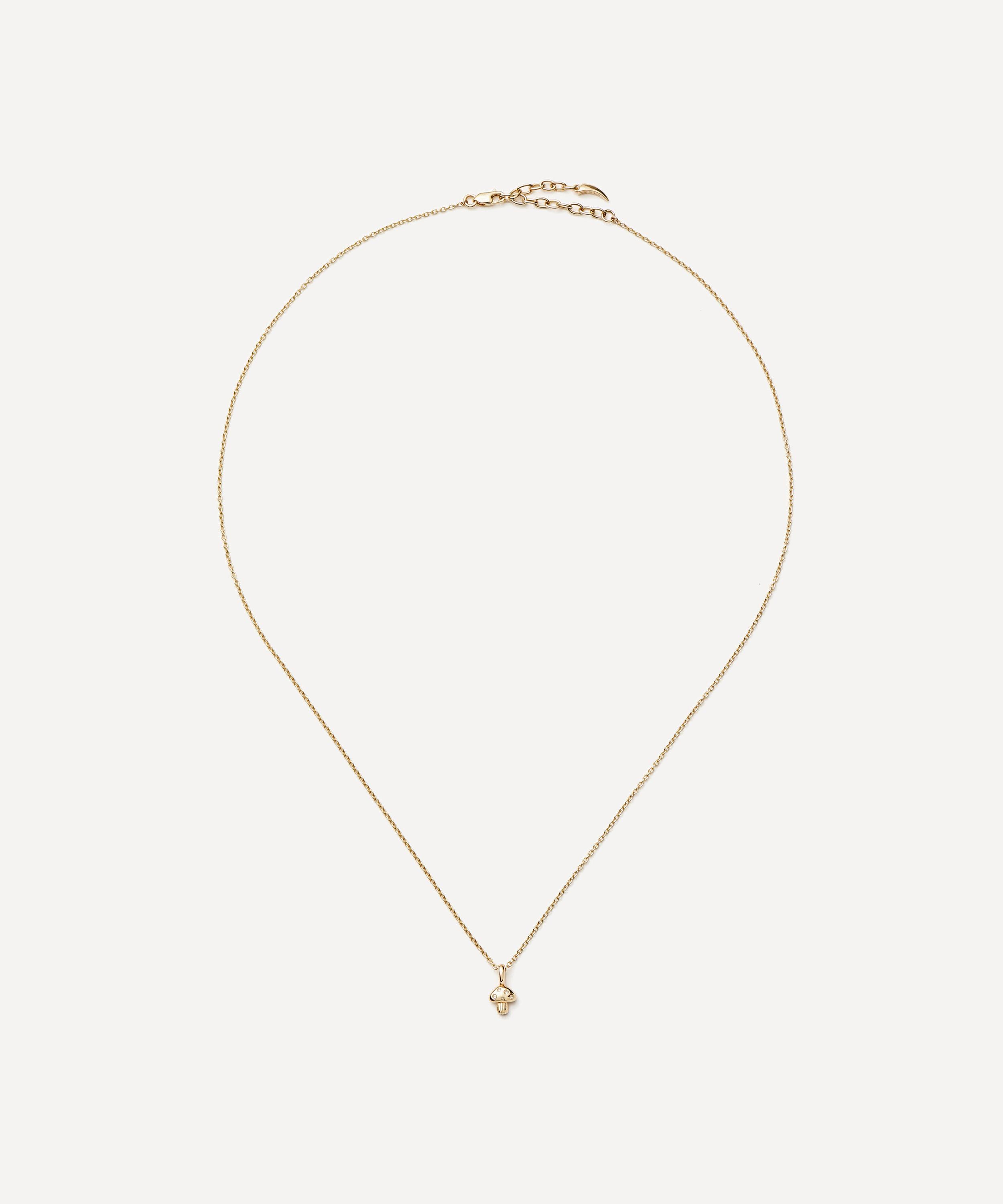 Missoma 14ct Gold Fine Diamond Mushroom Mini Pendant Necklace