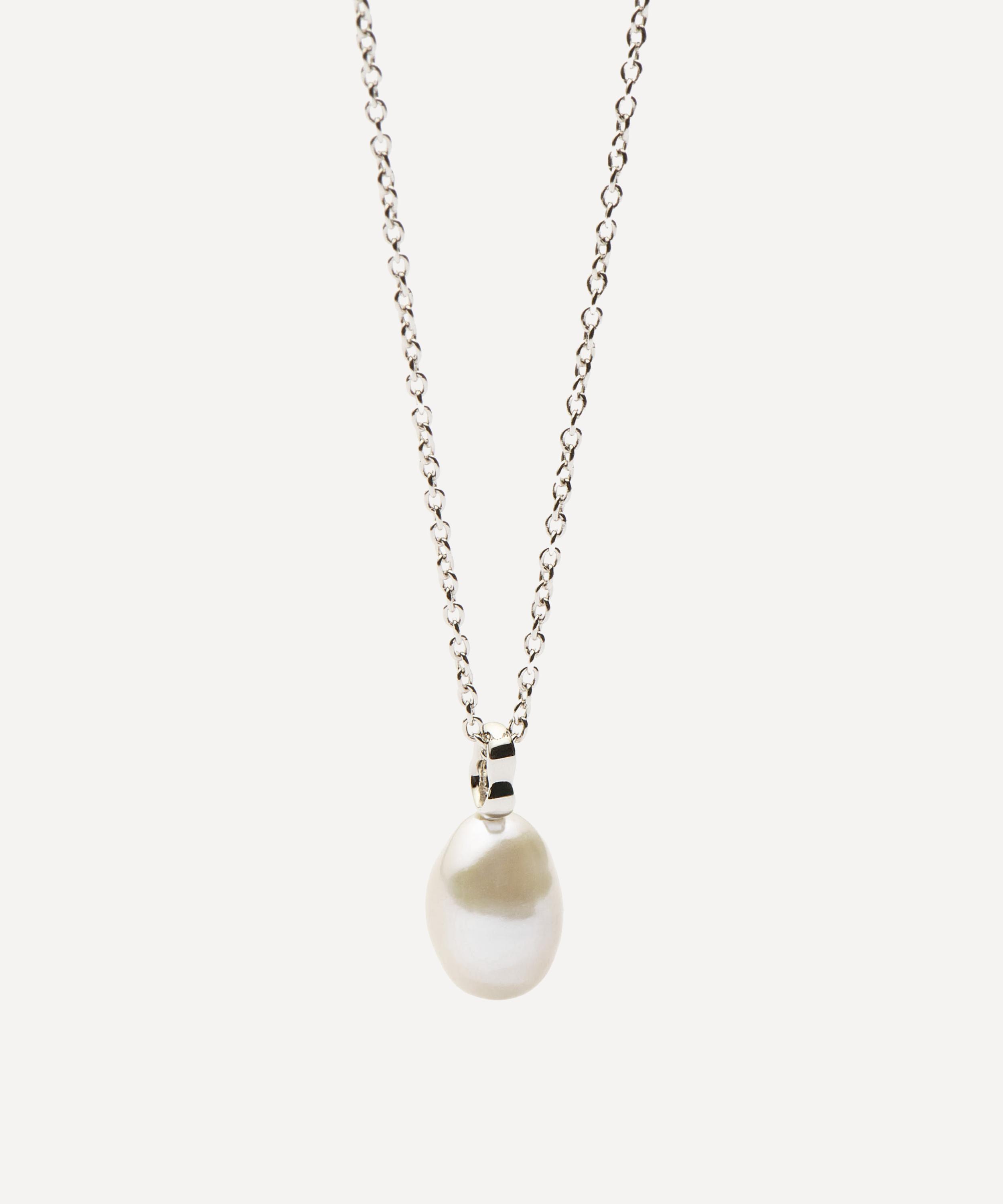 Missoma 14ct White Gold Fine Baroque Pearl Pendant Necklace