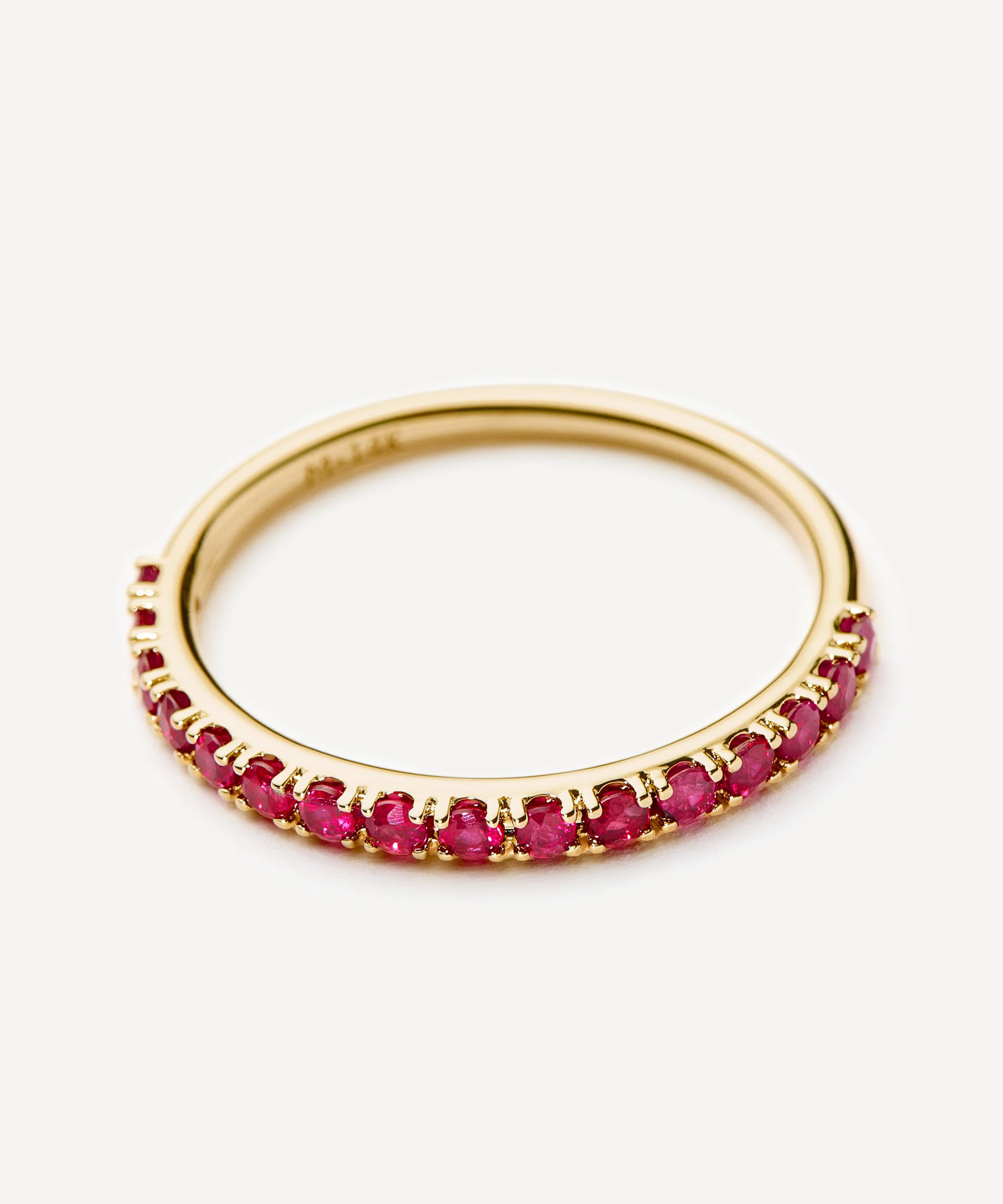 Missoma 14ct Gold Fine Half Eternity Ruby Ring