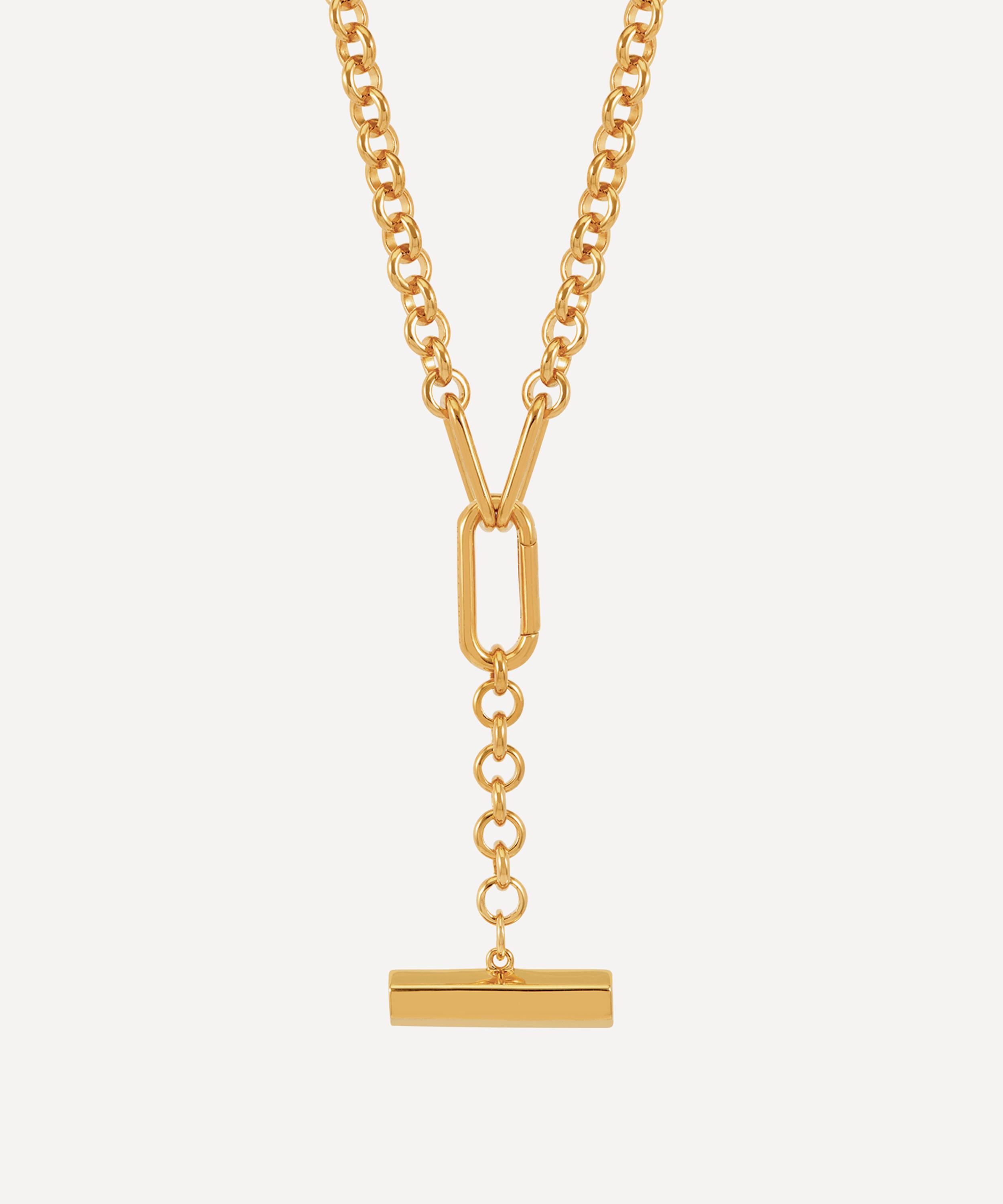 Rachel Jackson 22ct Gold-plated Statement Hardware T-bar Necklace