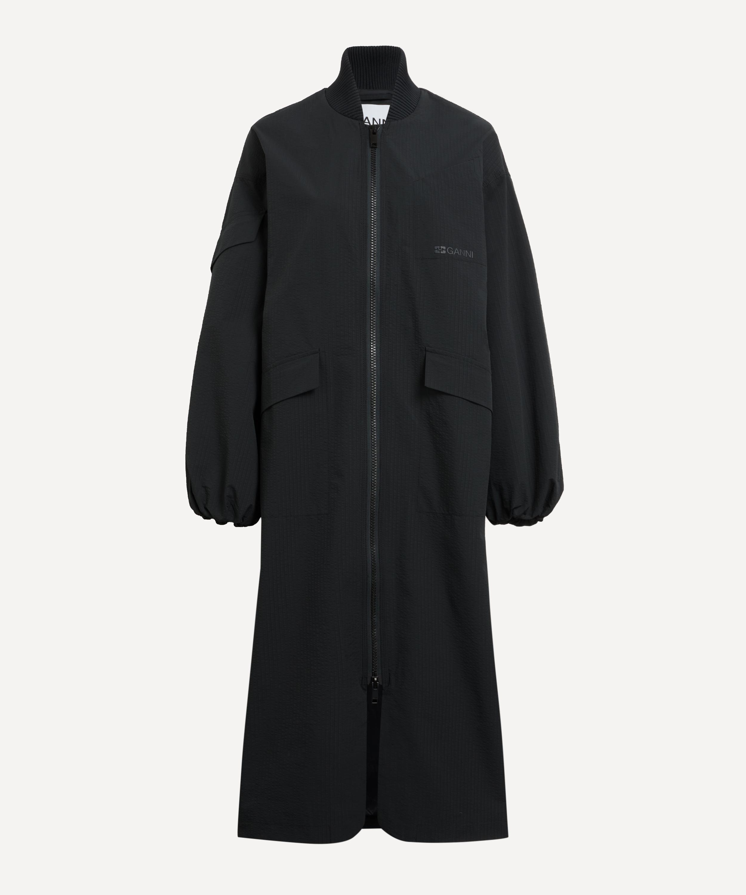 Ganni Women's Tech Seersucker Oversized Shell Coat