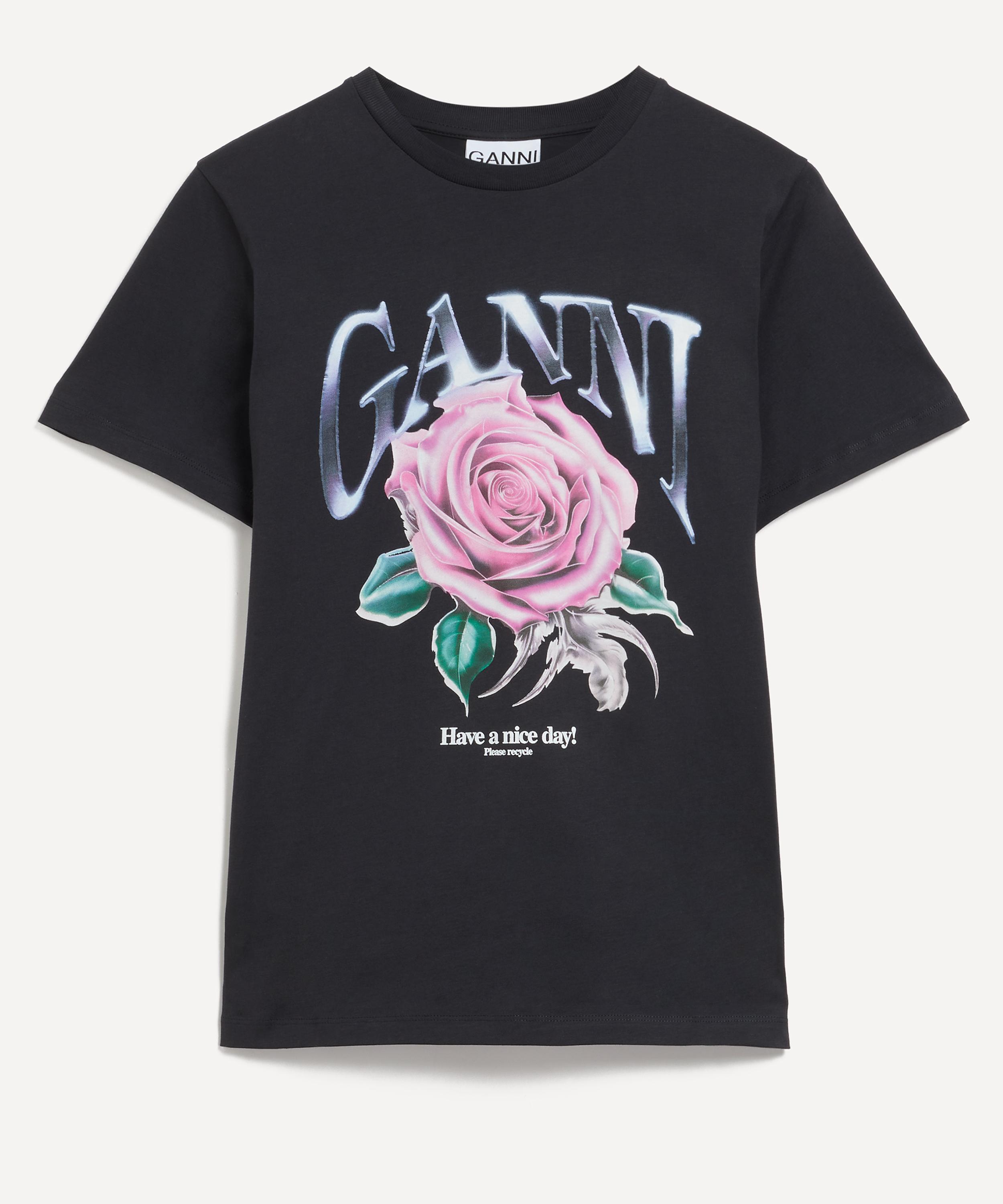 GANNI GANNI WOMEN'S BASIC JERSEY ROSE RELAXED T-SHIRT 